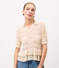 Blusa em Tricô com Babados Texturizados