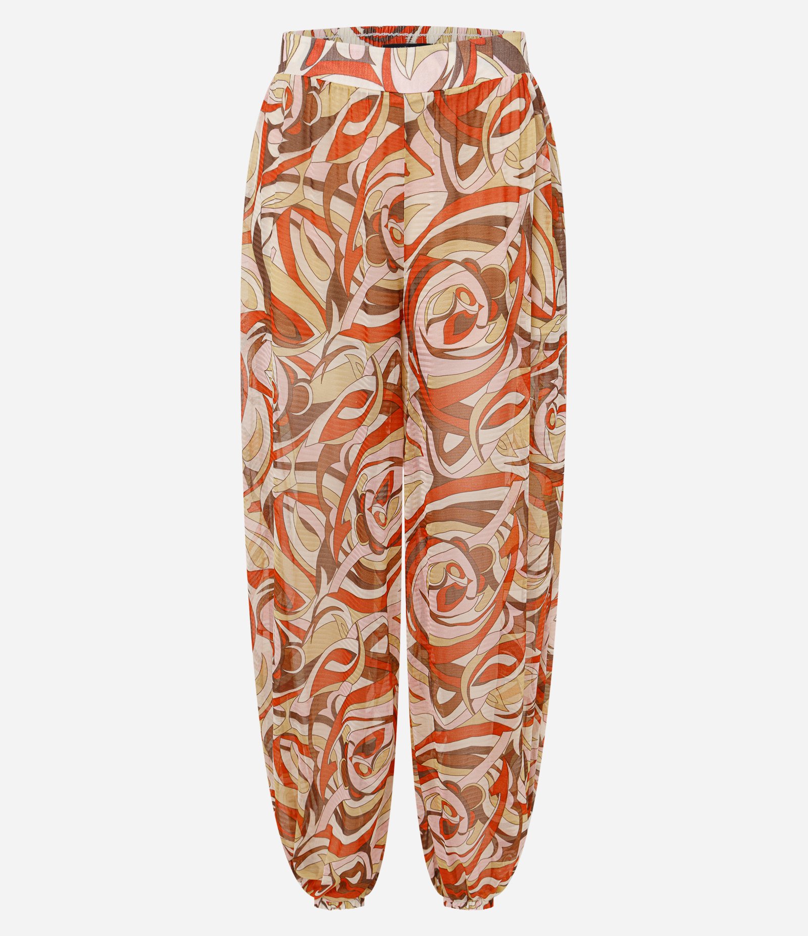 Calça Aladim em Tule com Cós Largo e Estampa Abstrata Multicores 6