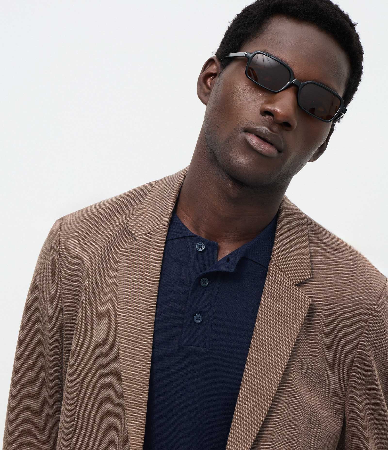 Blazer Super Slim de Malha sem Forro Marrom 2