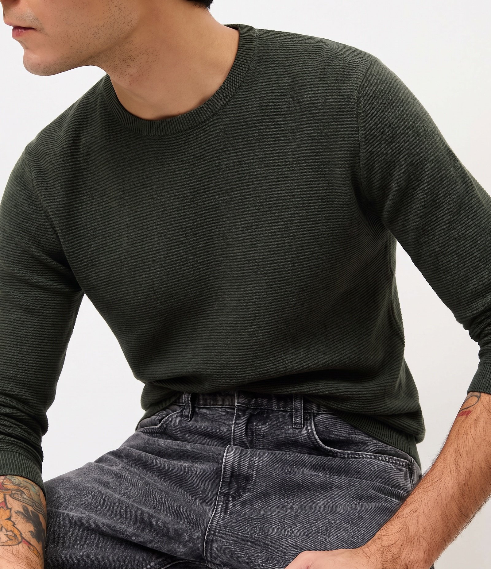 Suéter Comfort em Tricô com Texturizado Cinza 2