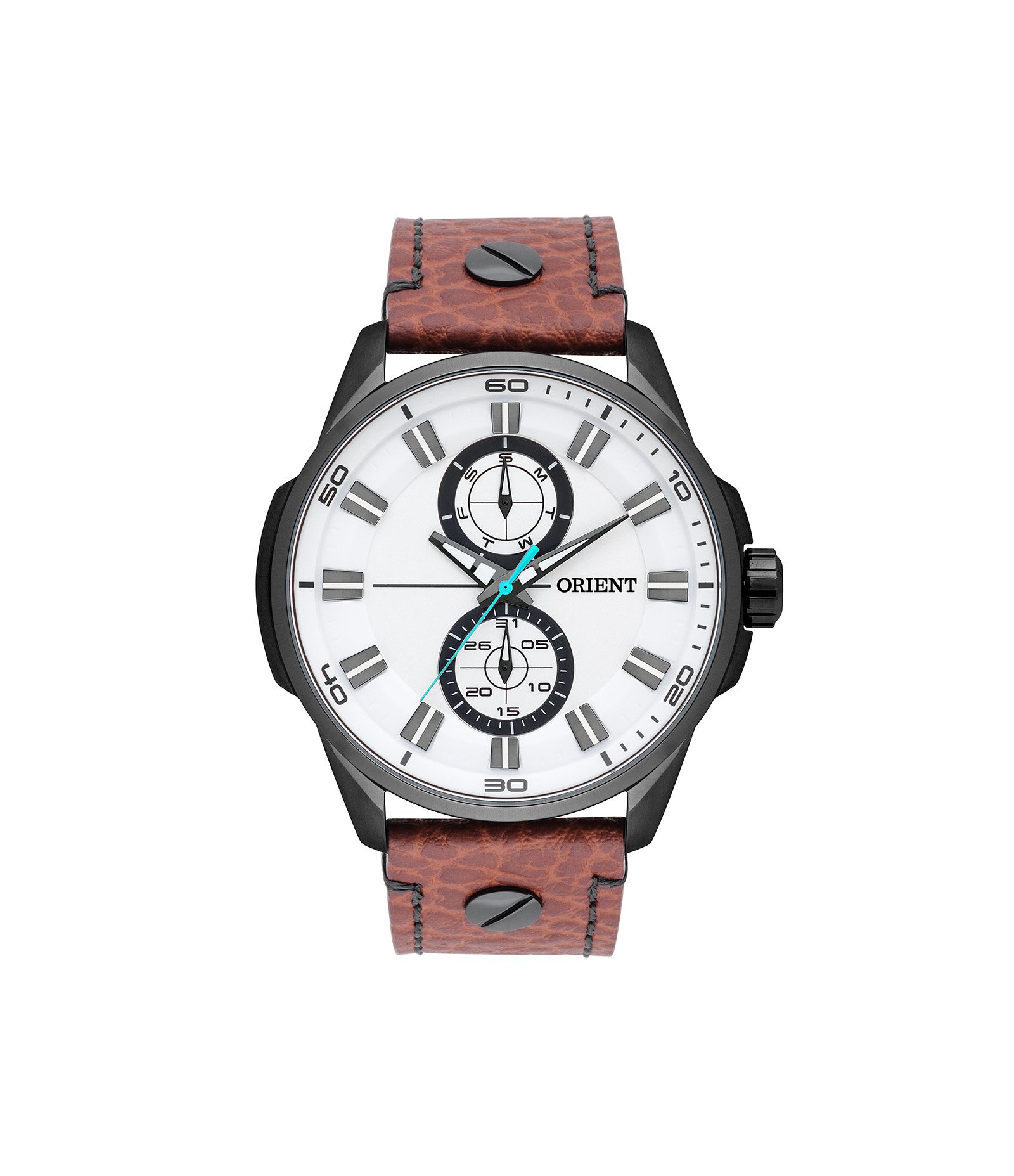 Relógio Multifunção Aço Orient Marrom 1