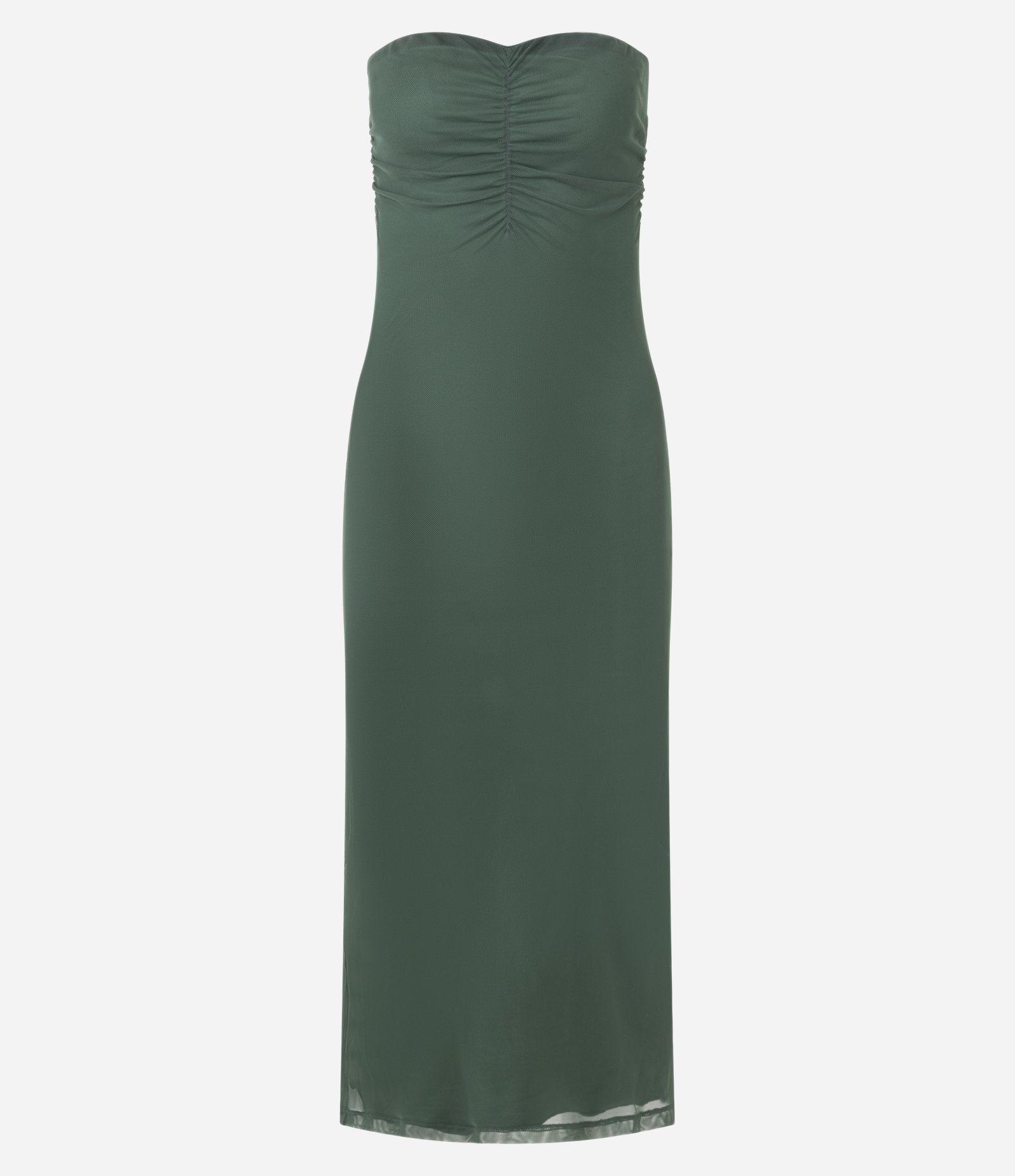 Vestido Long Midi com Decote Coração e Franzido no Busto Verde Escuro 4