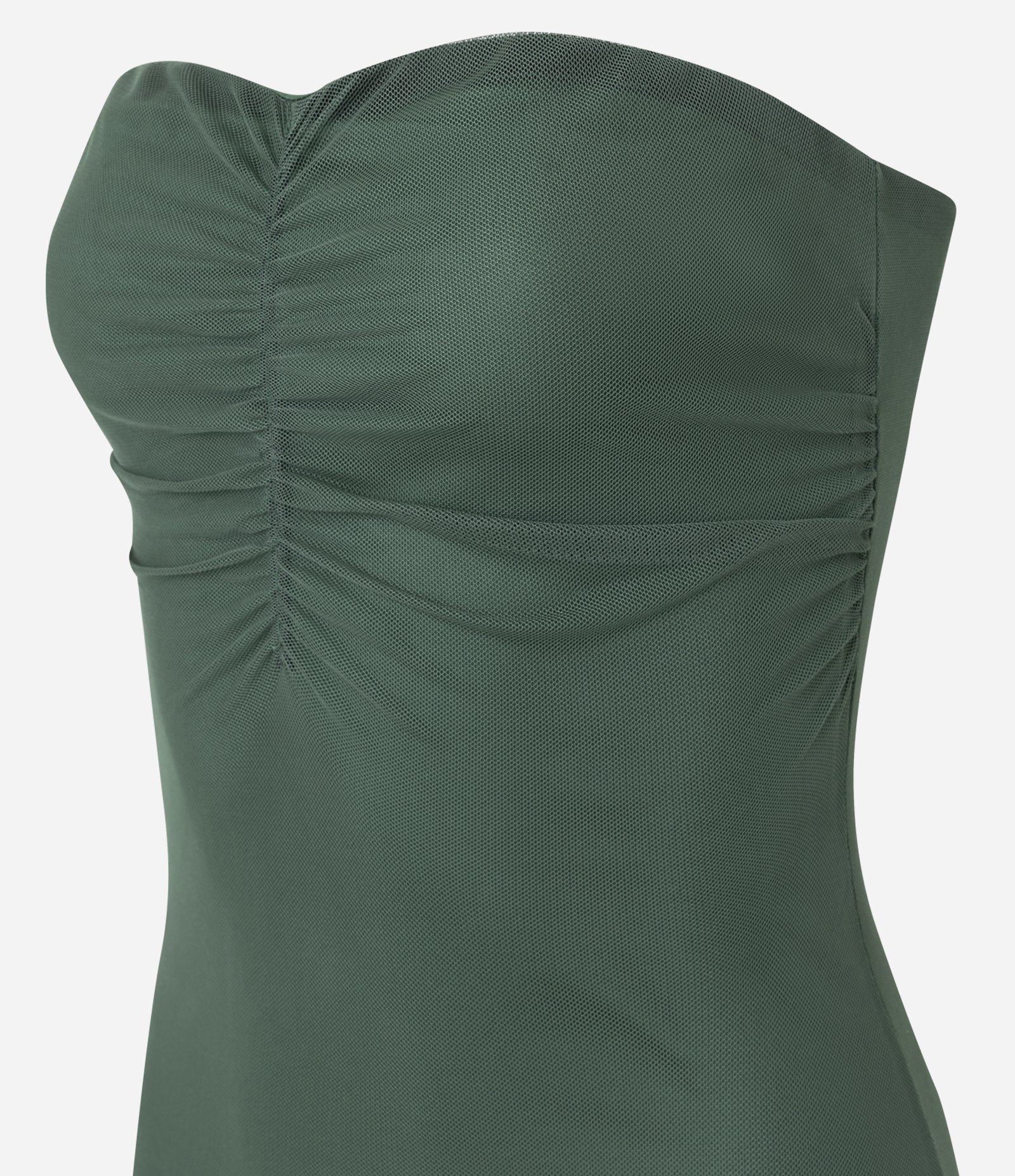 Vestido Long Midi com Decote Coração e Franzido no Busto Verde Escuro 5