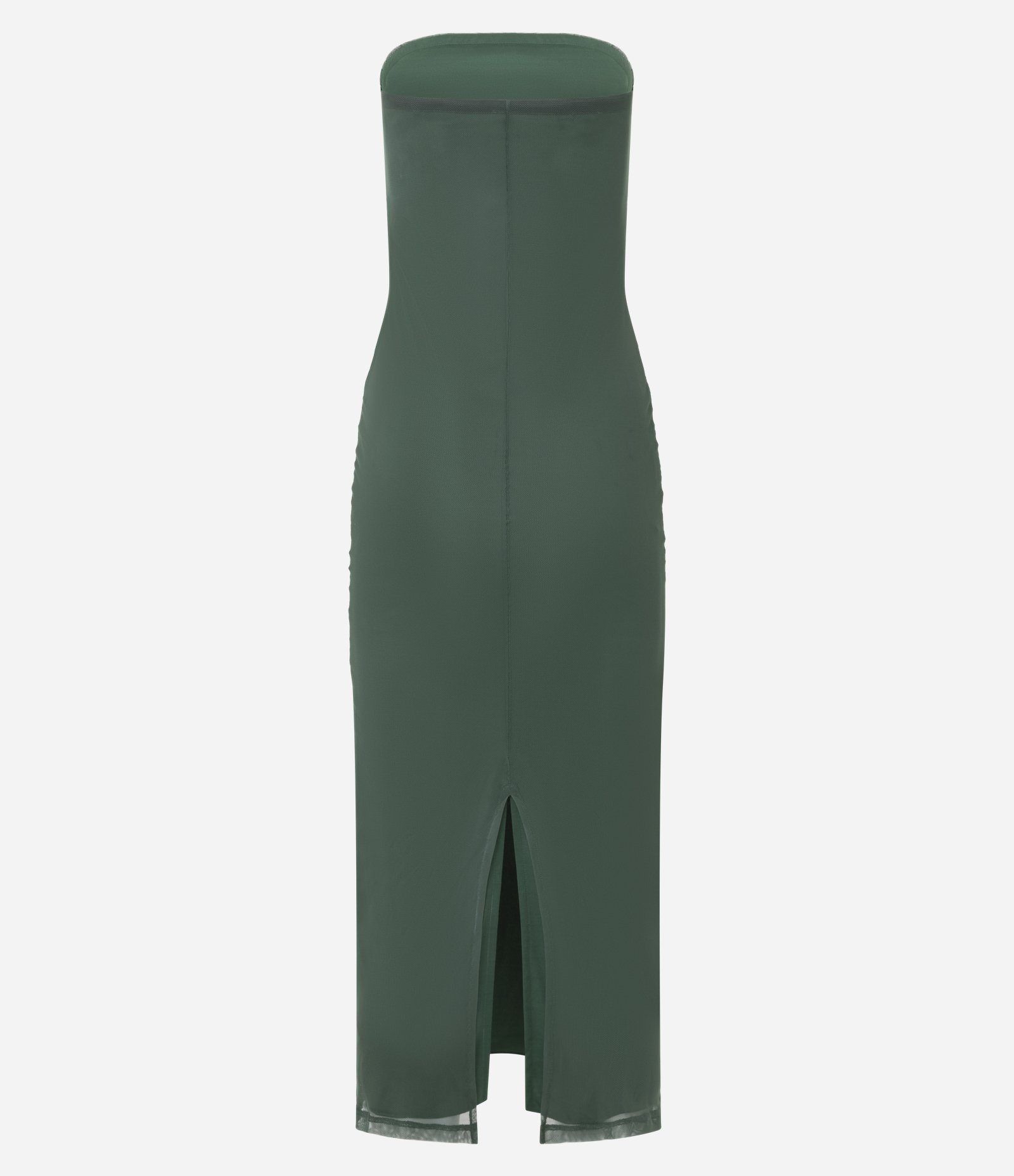 Vestido Long Midi com Decote Coração e Franzido no Busto Verde Escuro 7
