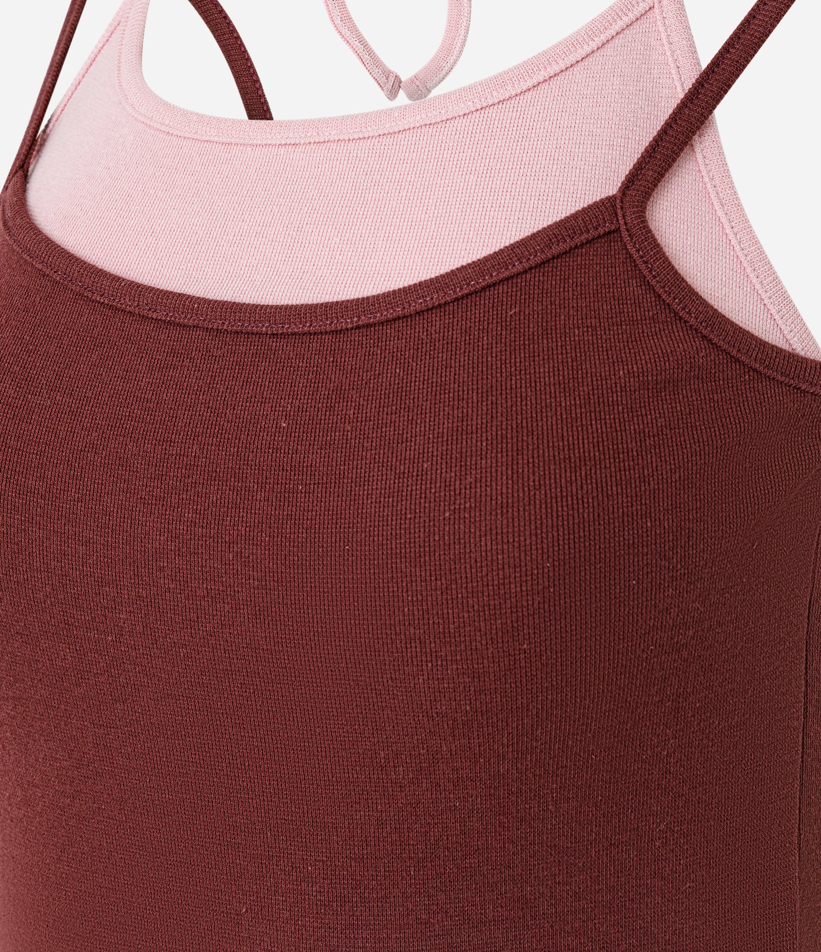 Blusa de Alcinha em Ribana com Sobreposição Vermelho/Rosa 2