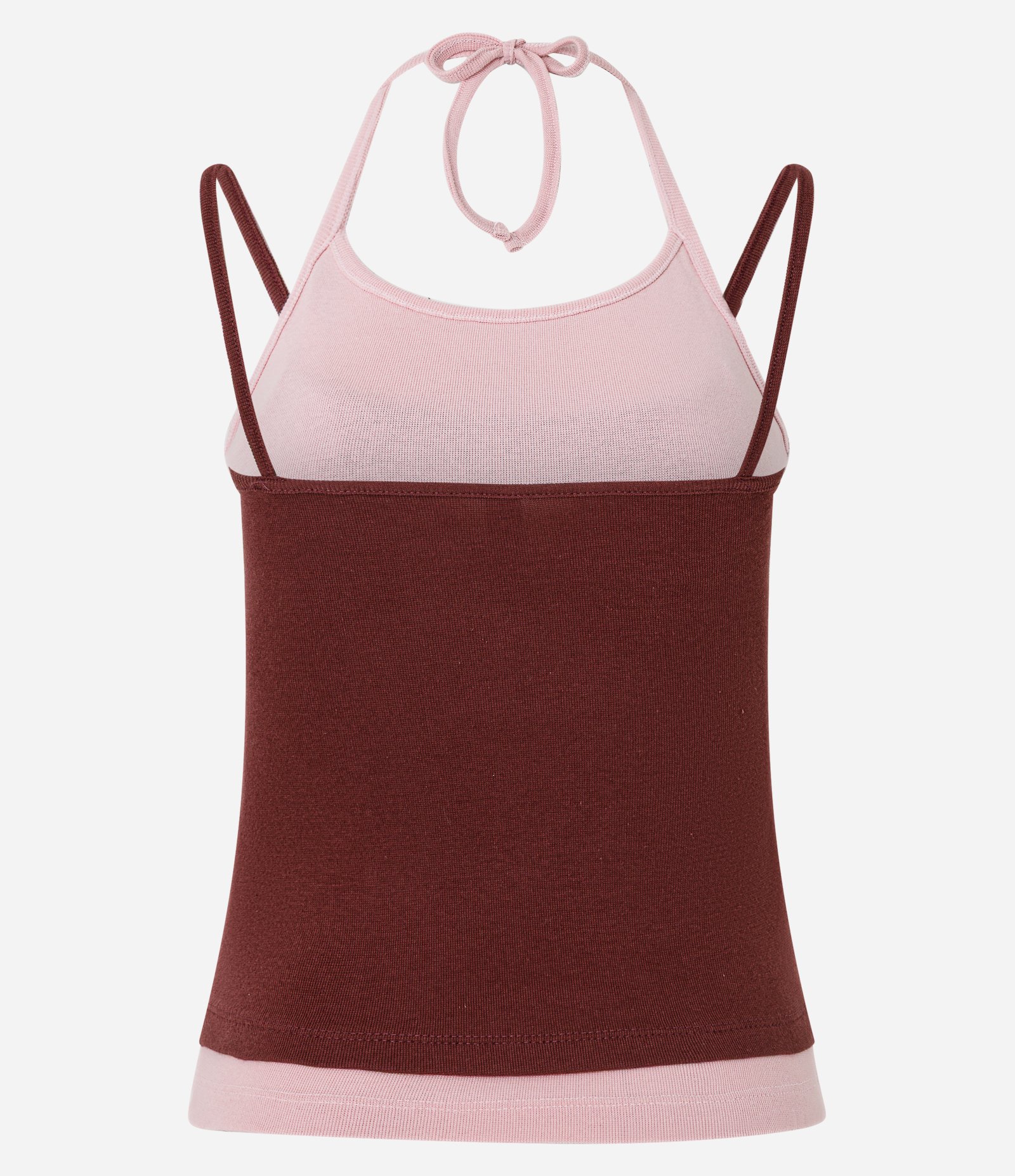 Blusa de Alcinha em Ribana com Sobreposição Vermelho/Rosa 3