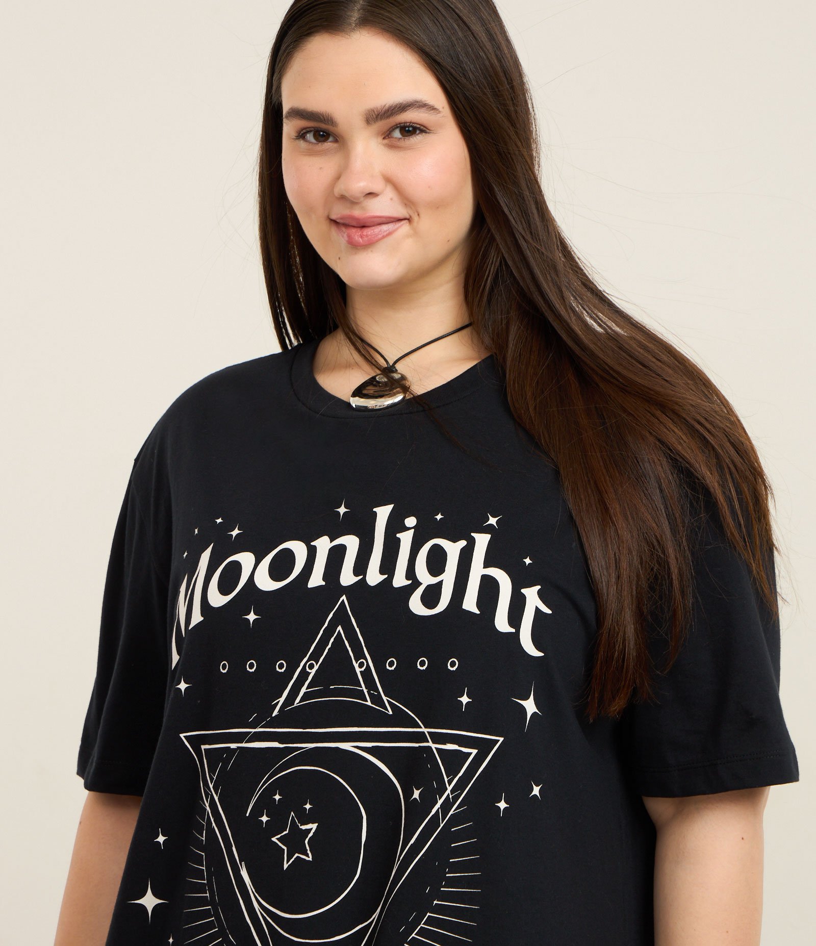 Vestido Longo em Algodão Estampa Moonlight Enchantment Curve & Plus Size Preto 3