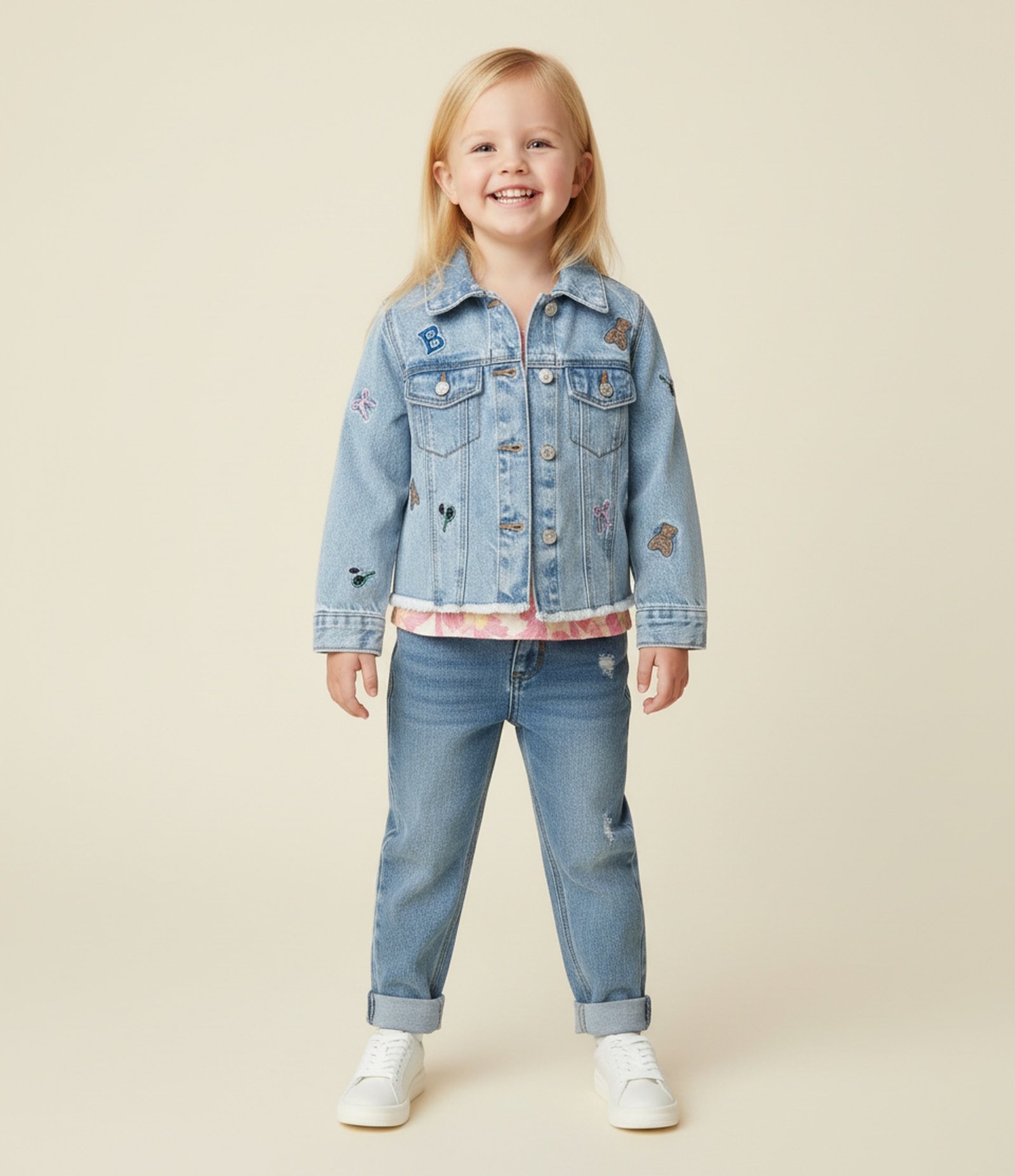 Jaqueta Jeans Infantil com Bordados Divertidos - Tam 1 a 6 anos Azul Claro 1