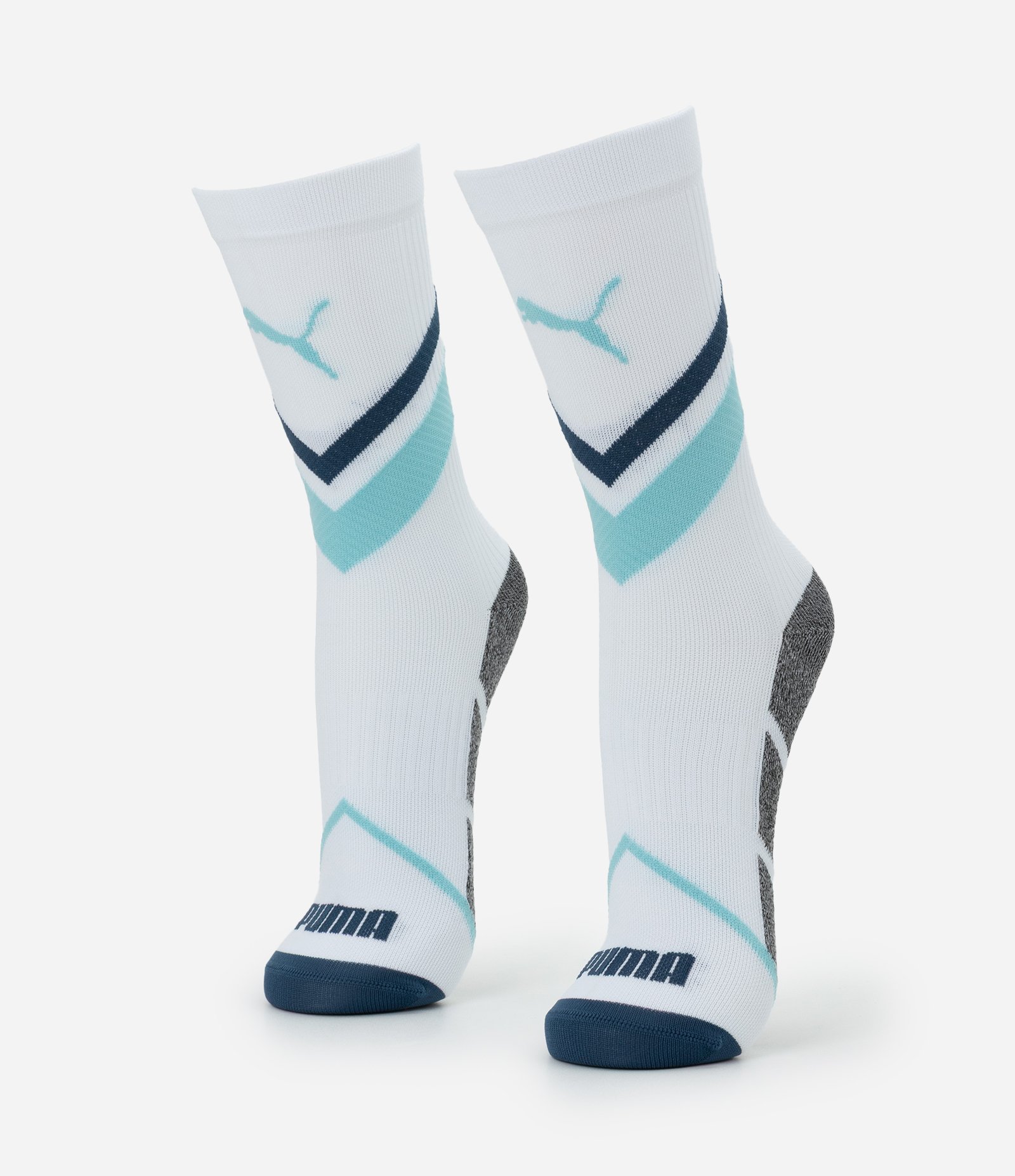 Meia Esportiva com Compressão e Estampa Geométrica Puma Azul 1