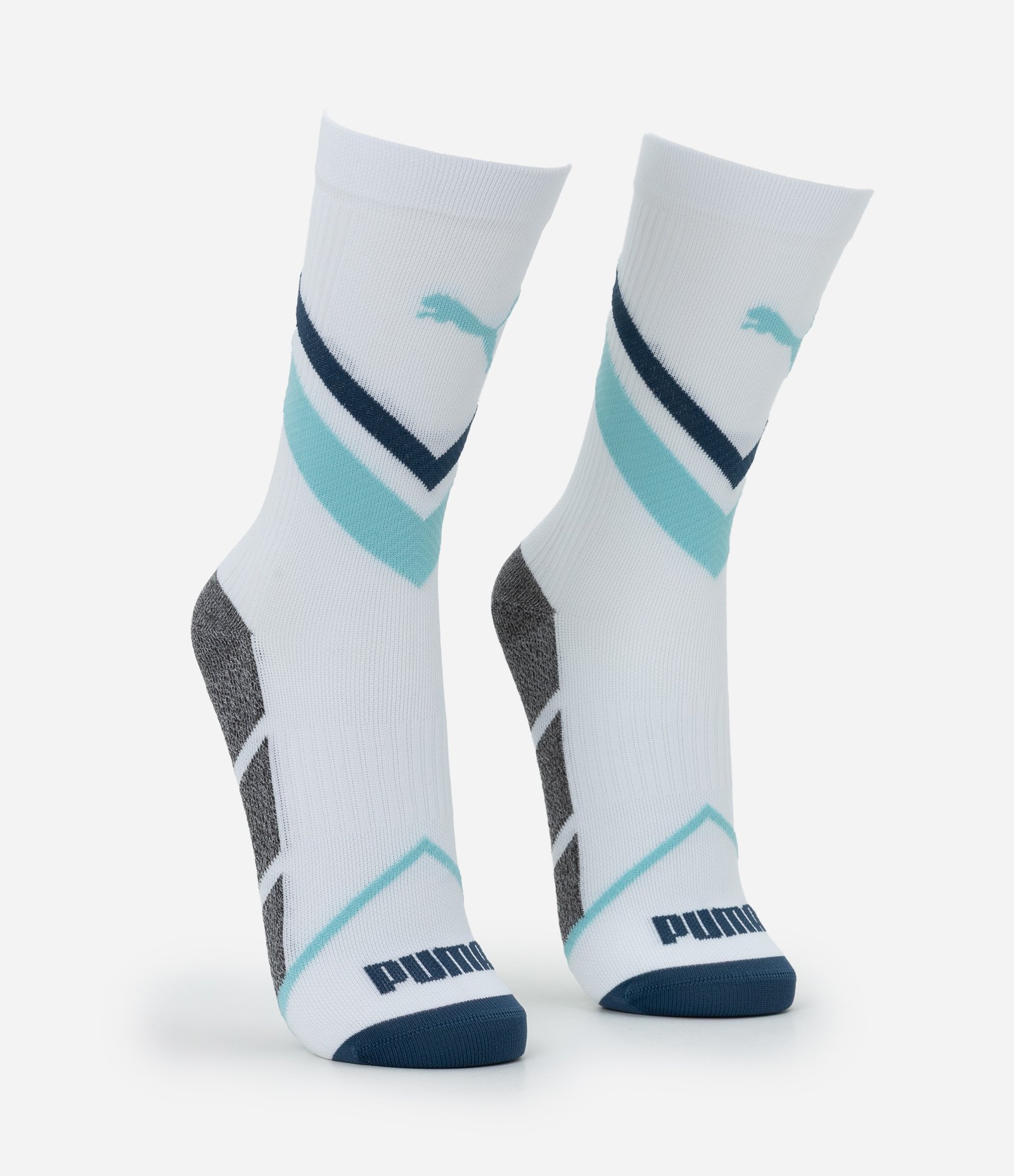 Meia Esportiva com Compressão e Estampa Geométrica Puma Azul 2