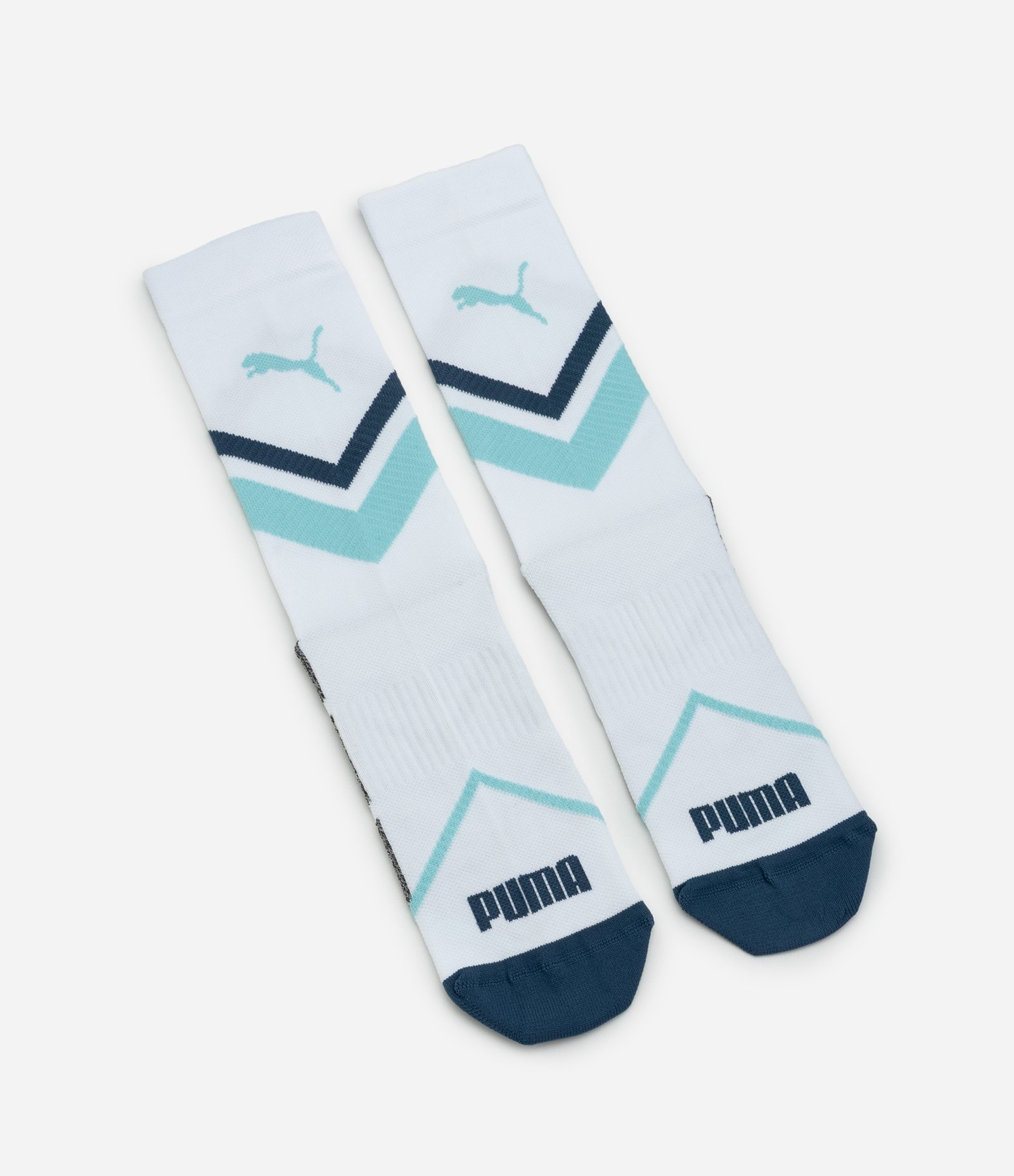 Meia Esportiva com Compressão e Estampa Geométrica Puma Azul 4