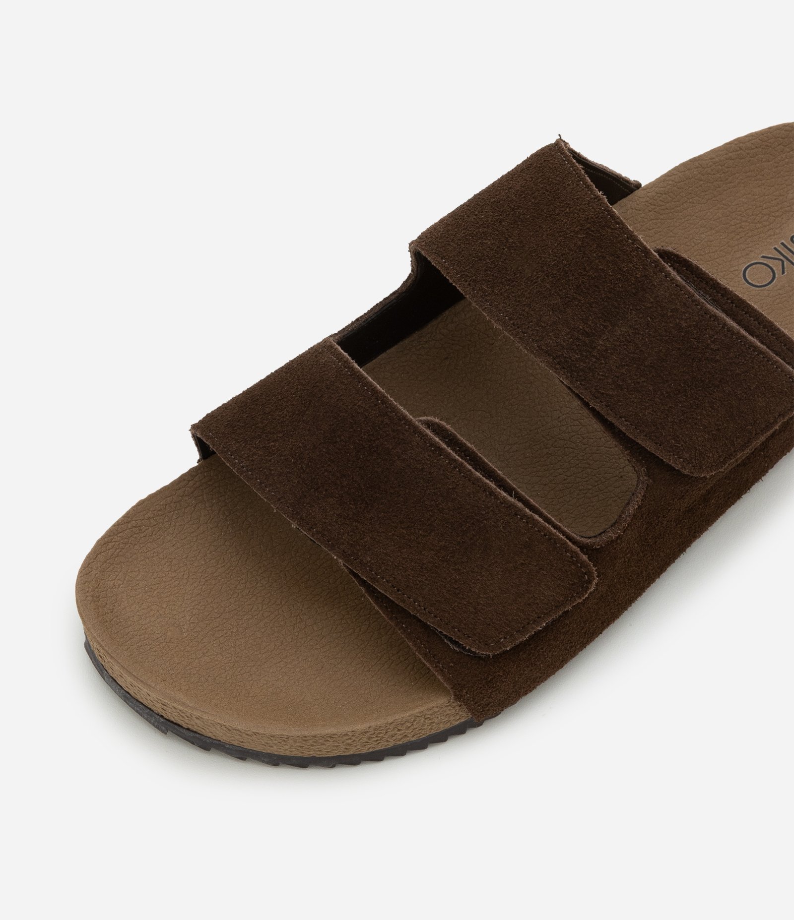 Sandália Slide em Camurça e Tiras com Velcro Marrom 3