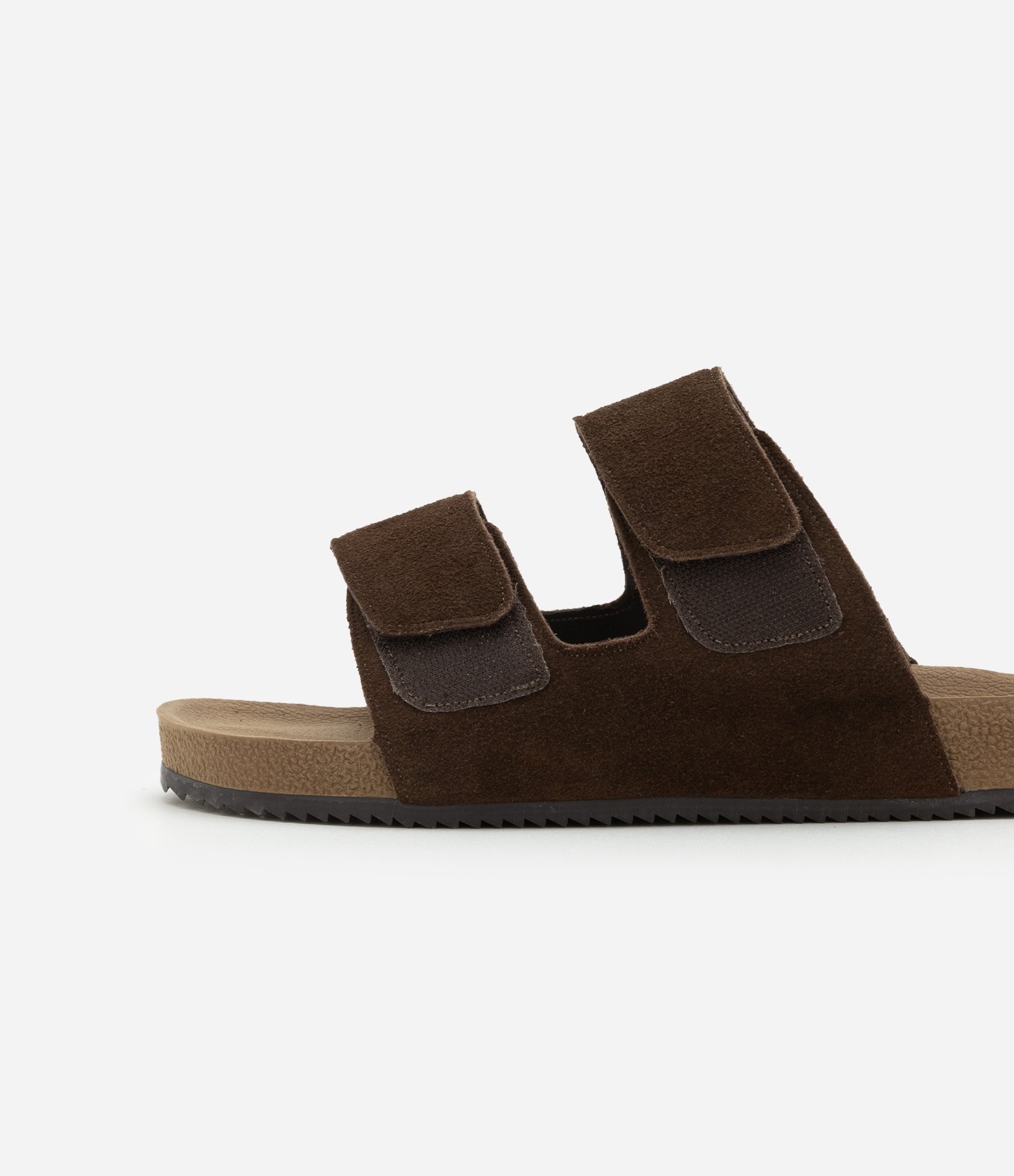 Sandália Slide em Camurça e Tiras com Velcro Marrom 4