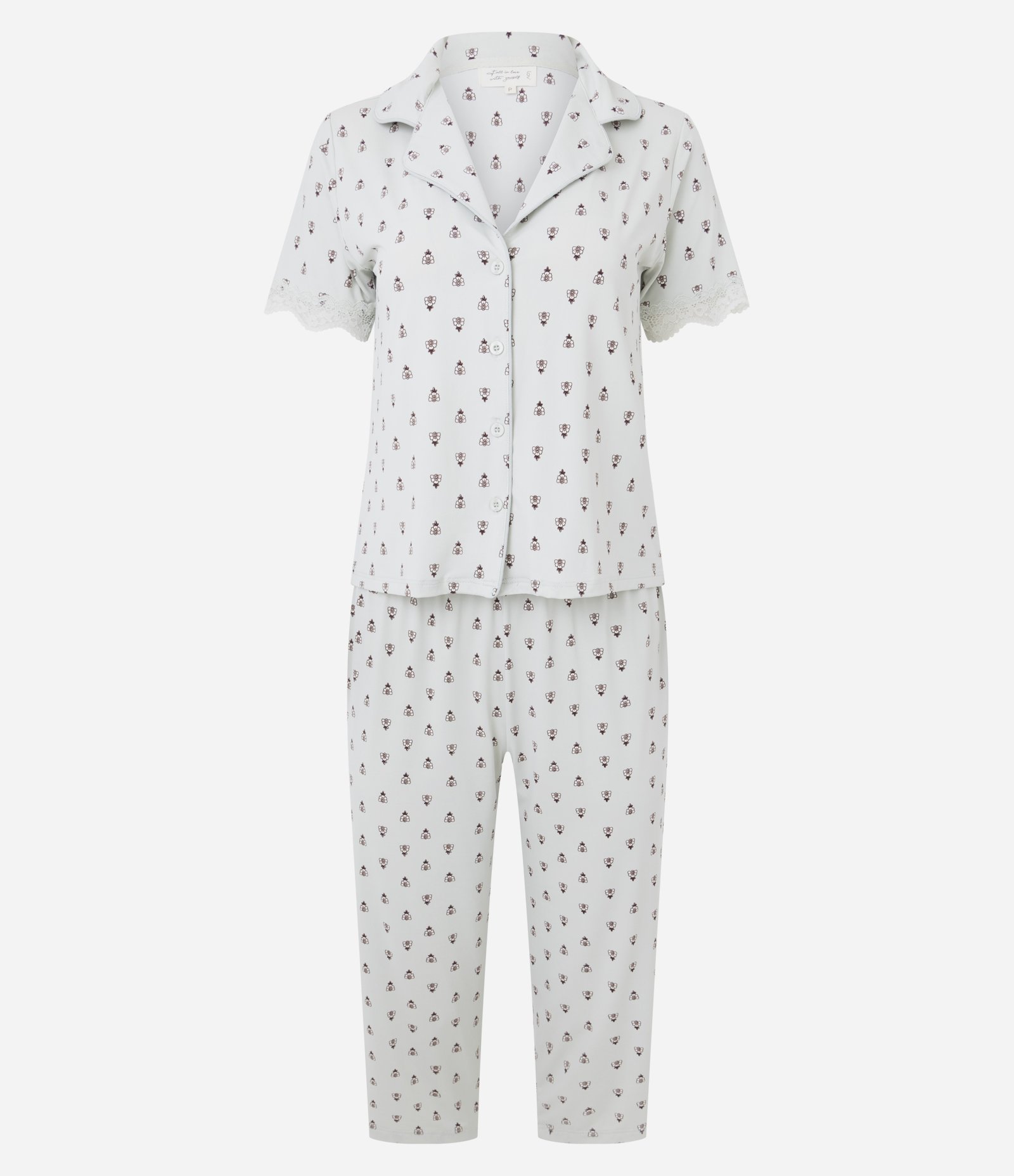 Pijama Capri Americano com Estampa Geométrica Cinza 5