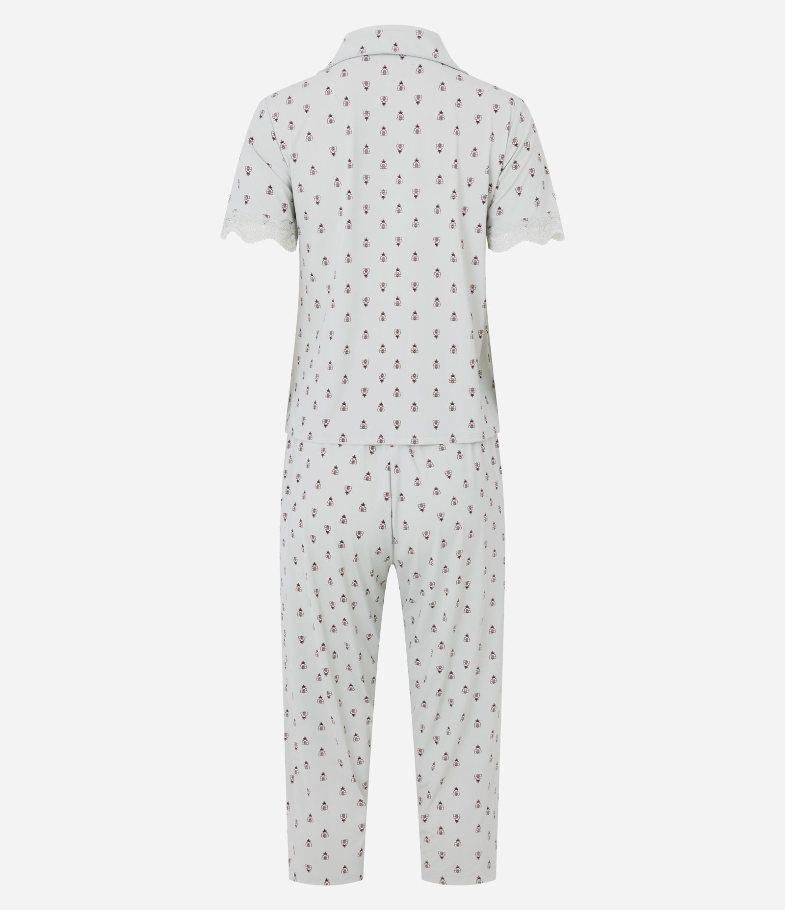 Pijama Capri Americano com Estampa Geométrica Cinza 8