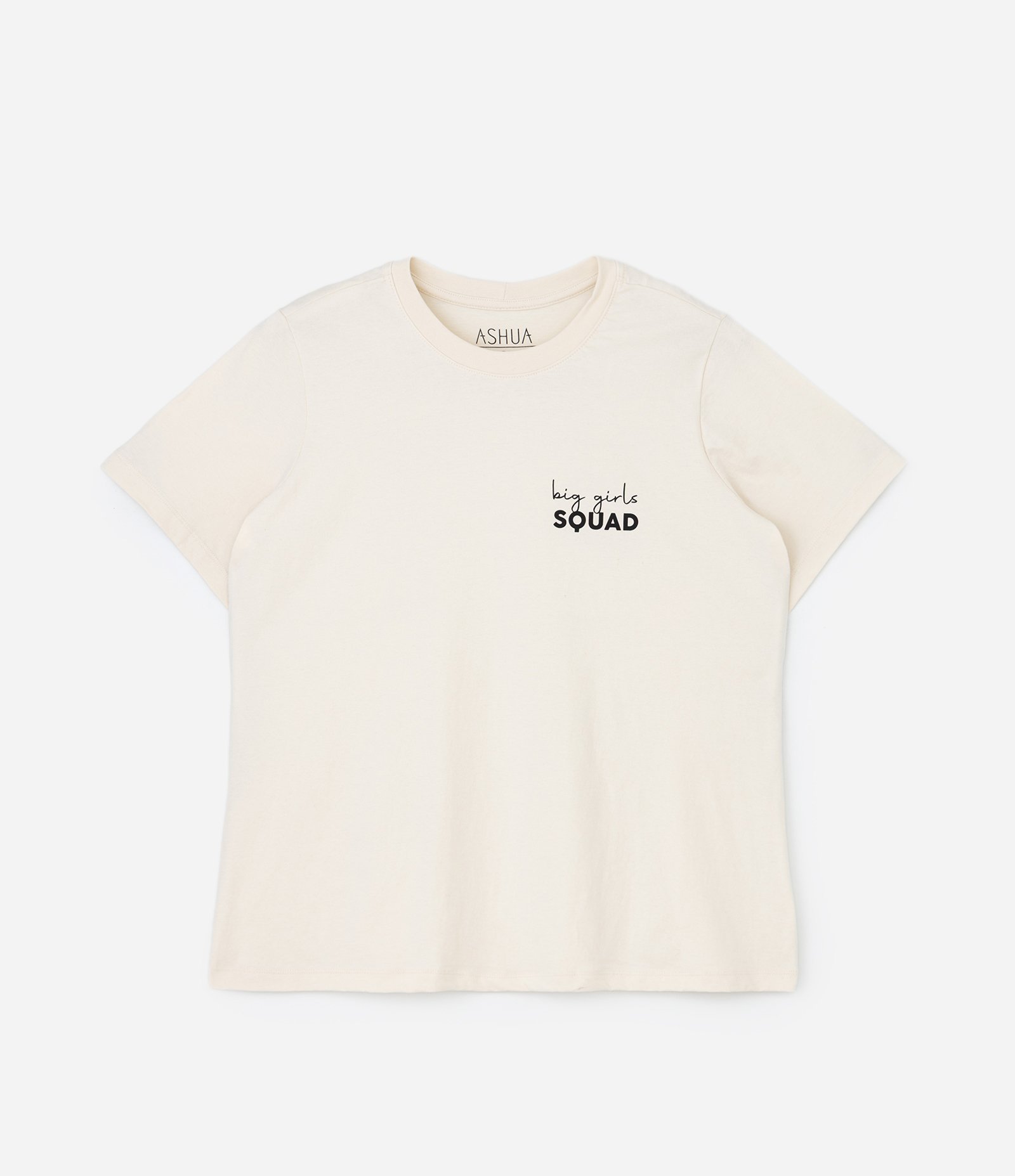 Camiseta Regular em Algodão Big Girls Squad Curve & Plus Size Off White 1