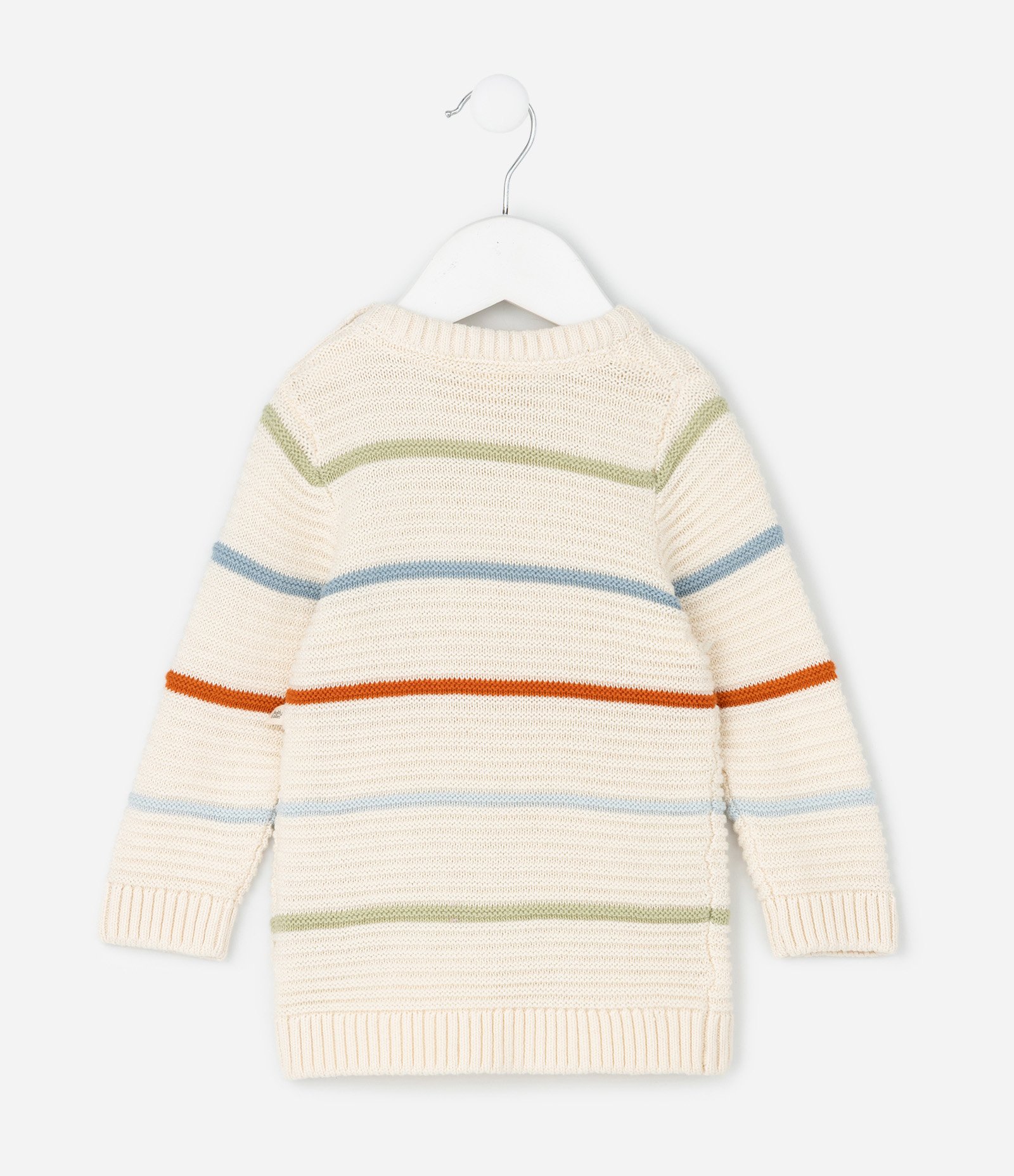 Casaco Infantil Listrado em Tricô Canelado – Tam 0 a 18 Meses Off White 2