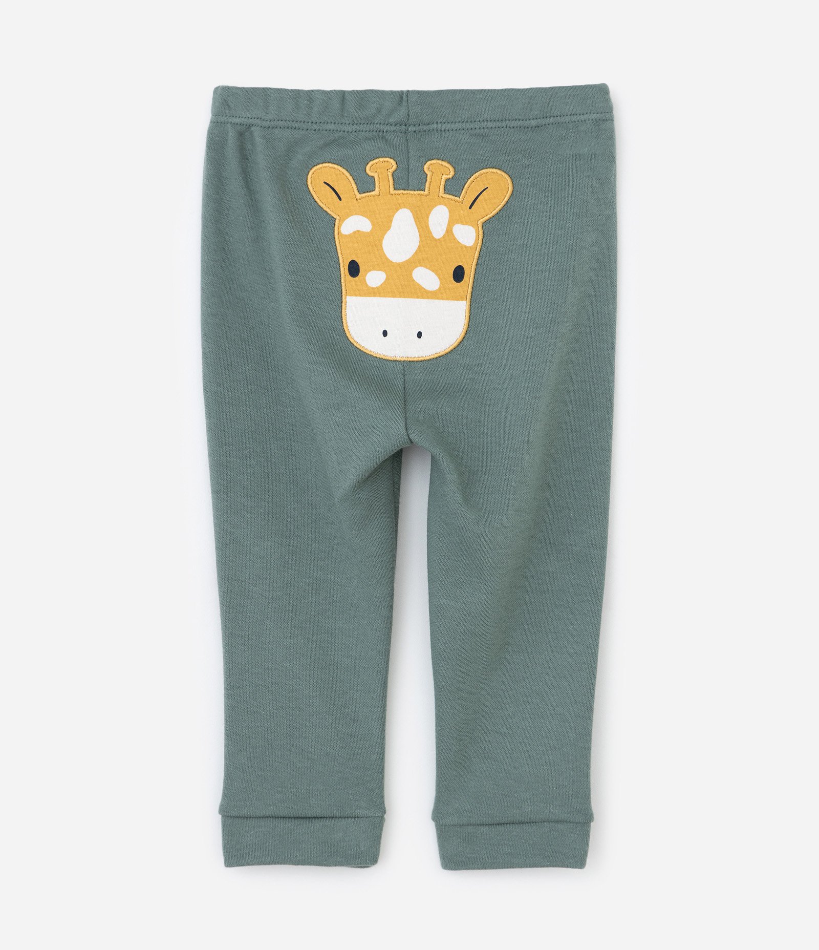 Conjunto Infantil em Suedine com Bordado de Girafa - Tam RN a 18 meses Bege/Verde 6