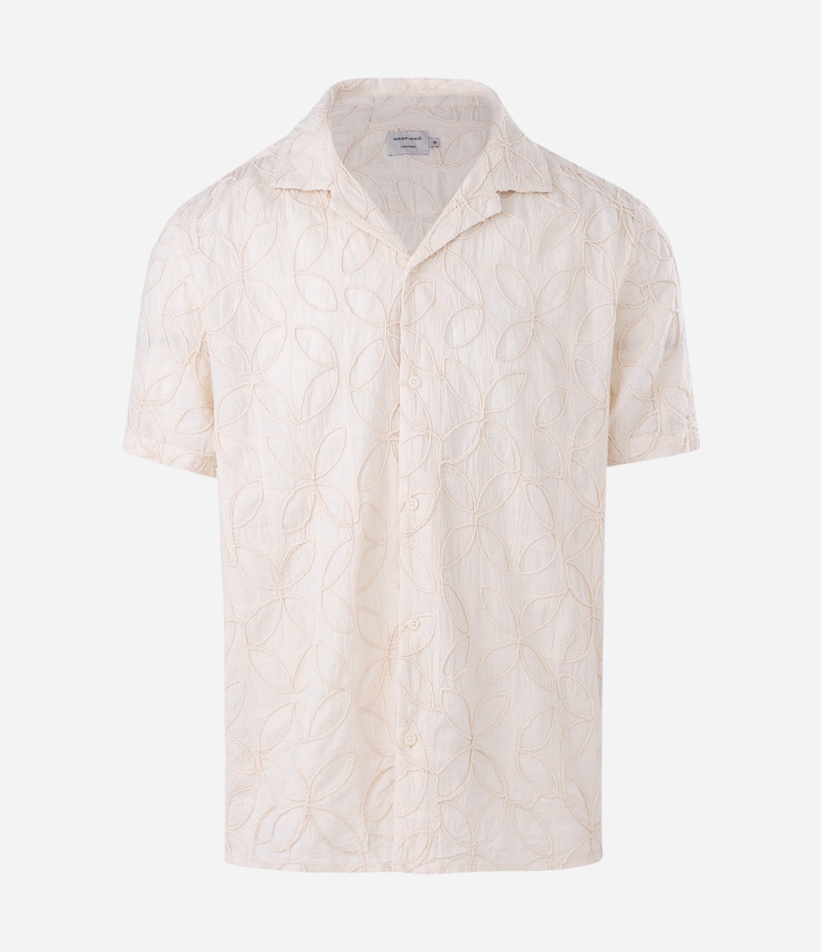 Camisa Manga Curta Bordado Floral Geométrico Off White 4