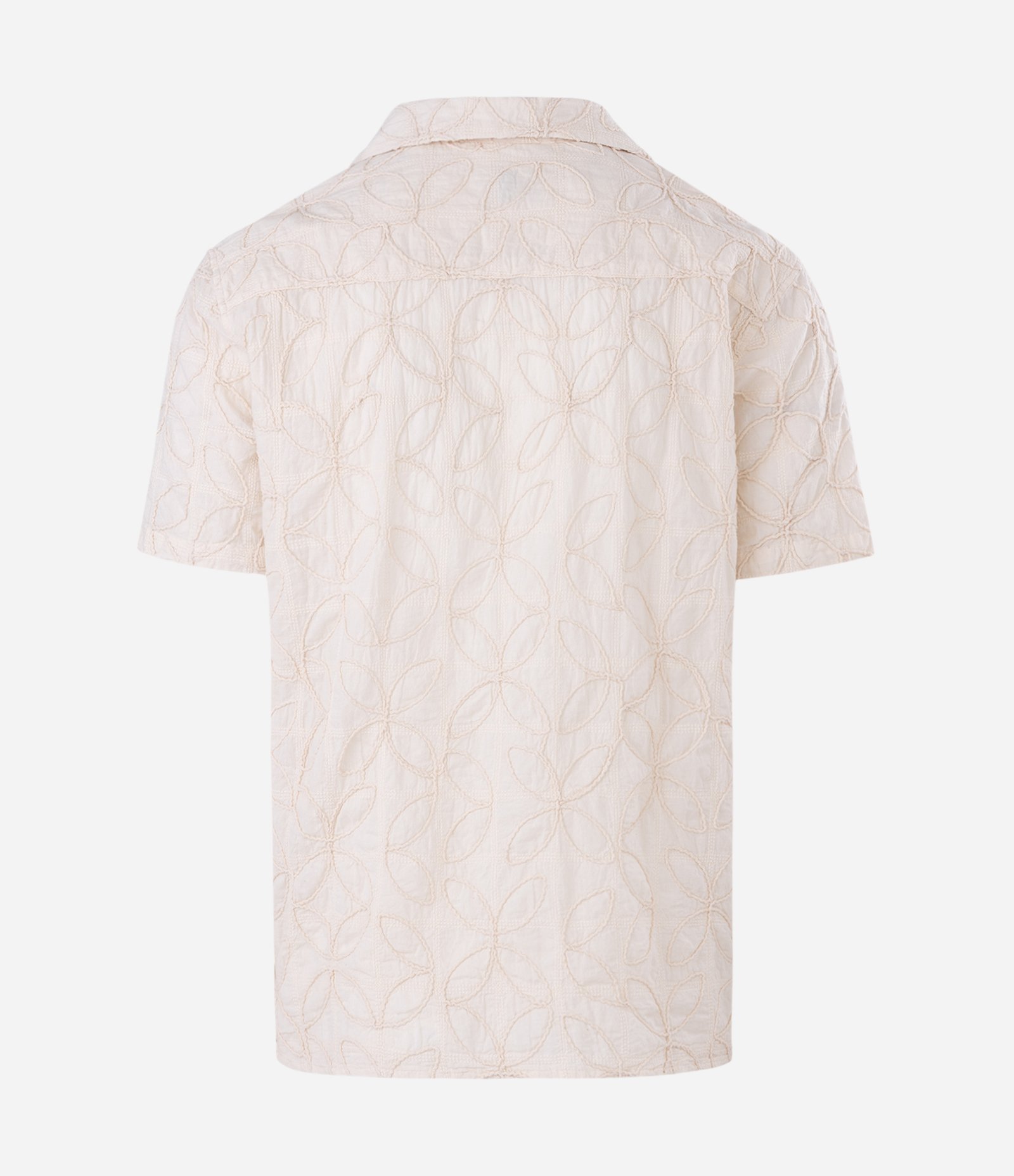 Camisa Manga Curta Bordado Floral Geométrico Off White 5