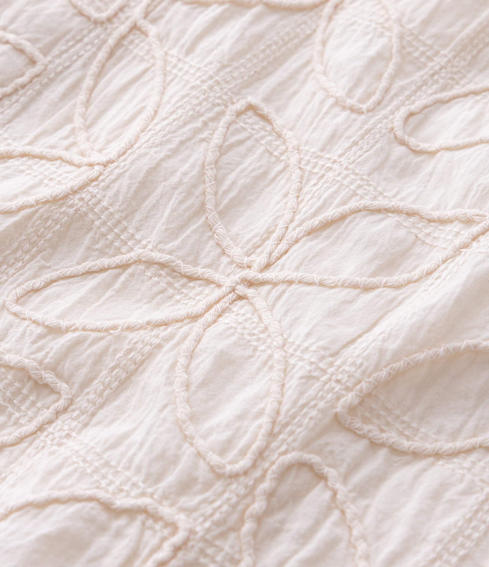 Camisa Manga Curta Bordado Floral Geométrico Off White 7
