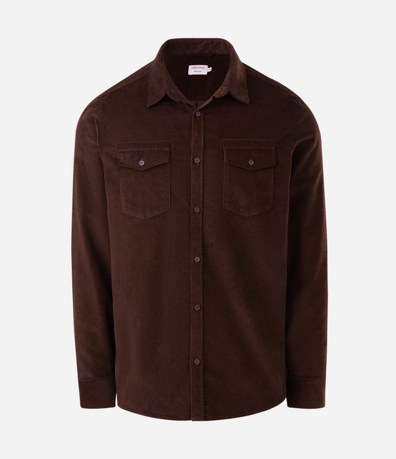 Camisa Comfort em Veludo com Bolsos Frontais Marrom 4