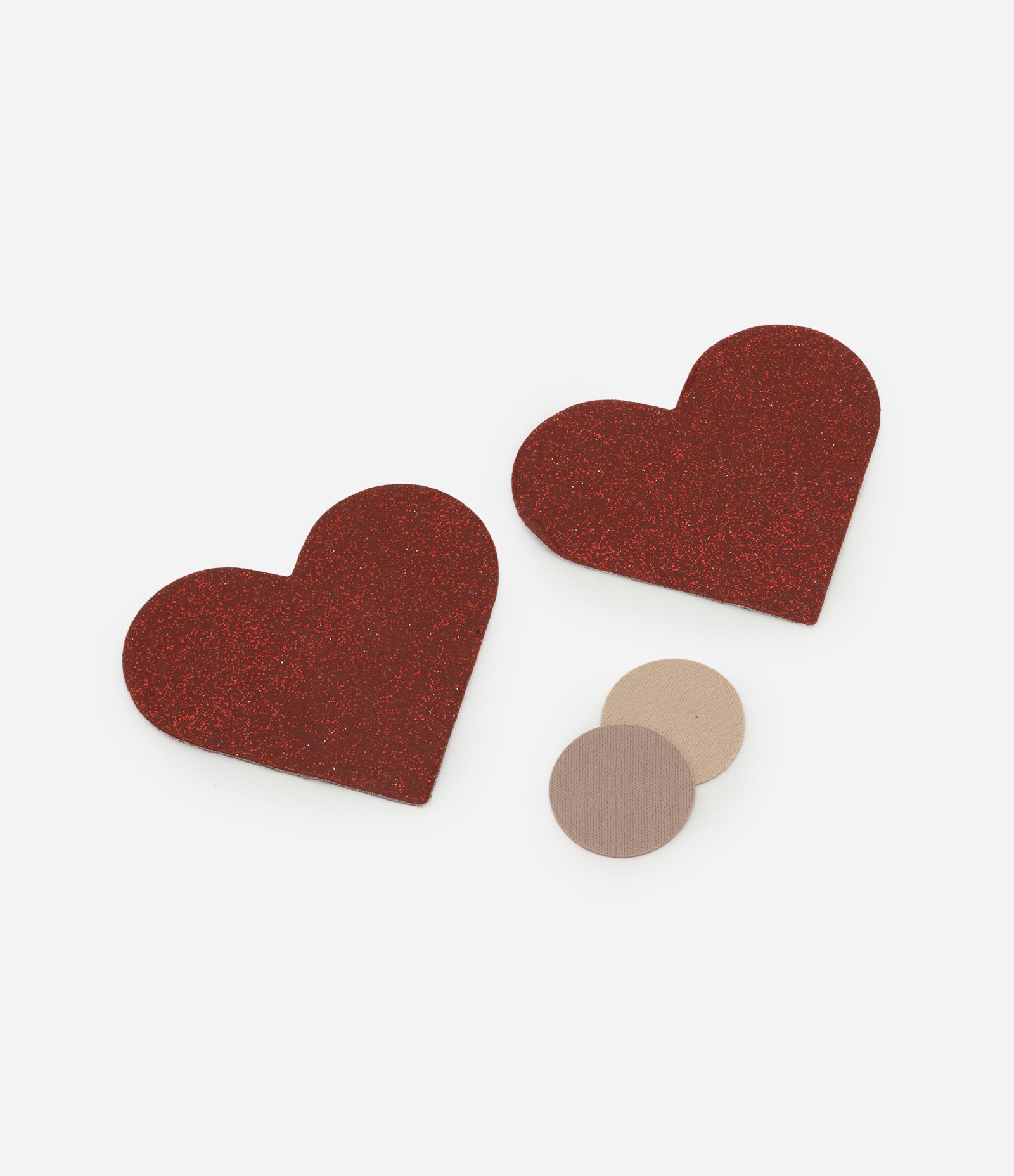 Protetor de Seios em Silicone com Gritter e Formato de Coração Vermelho 1