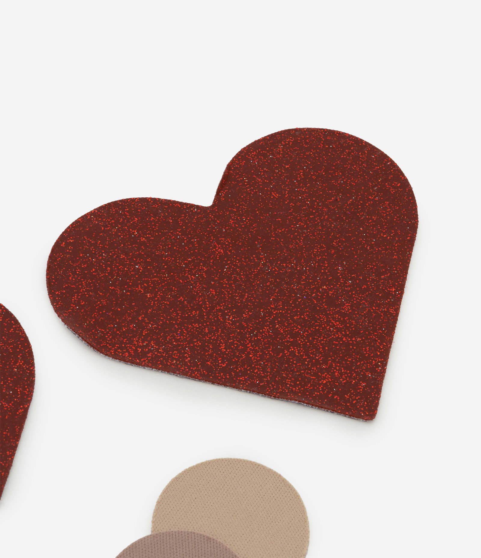 Protetor de Seios em Silicone com Gritter e Formato de Coração Vermelho 2