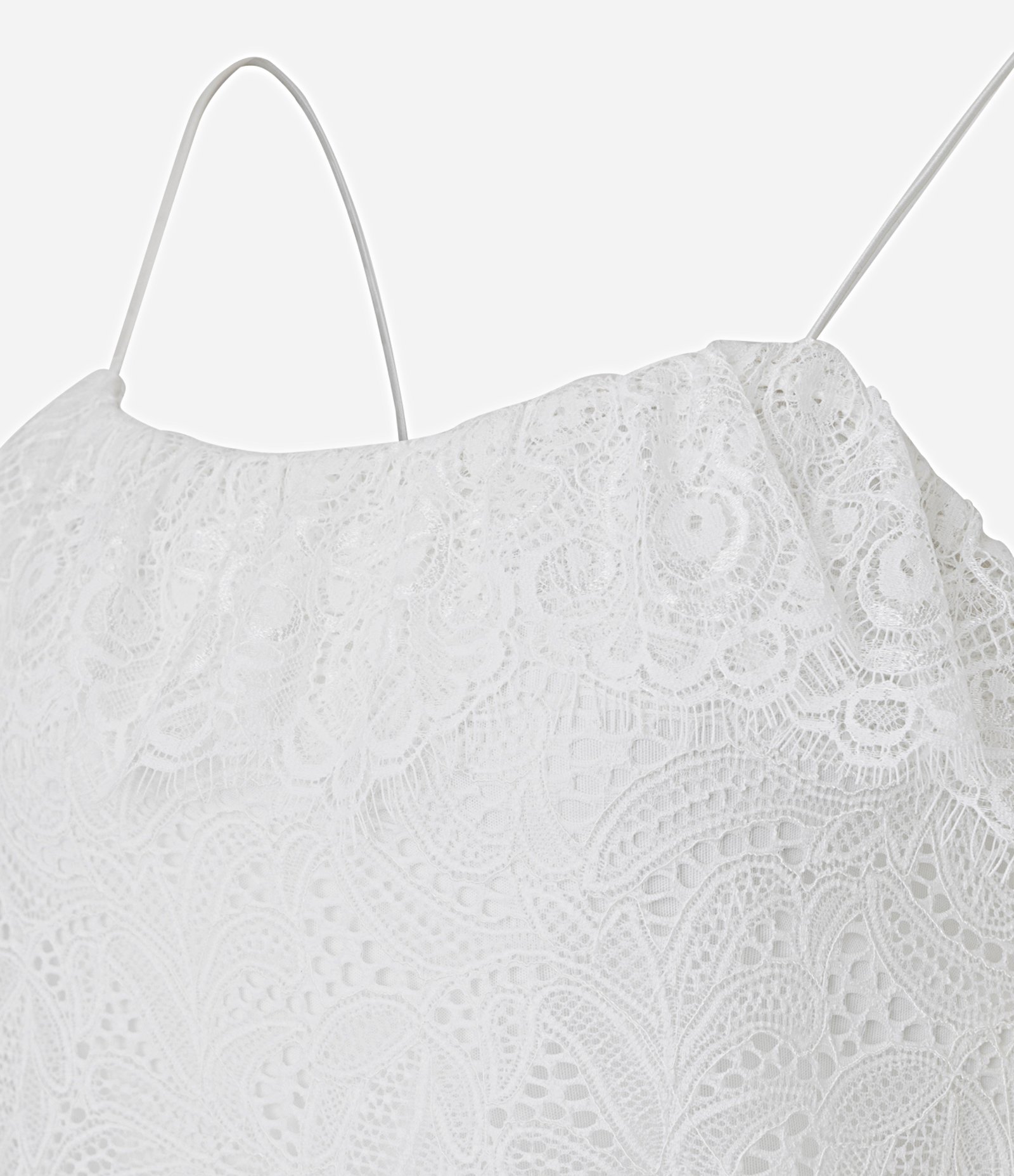 Blusa Cropped de Alcinha em Renda com Detalhes Branco 3