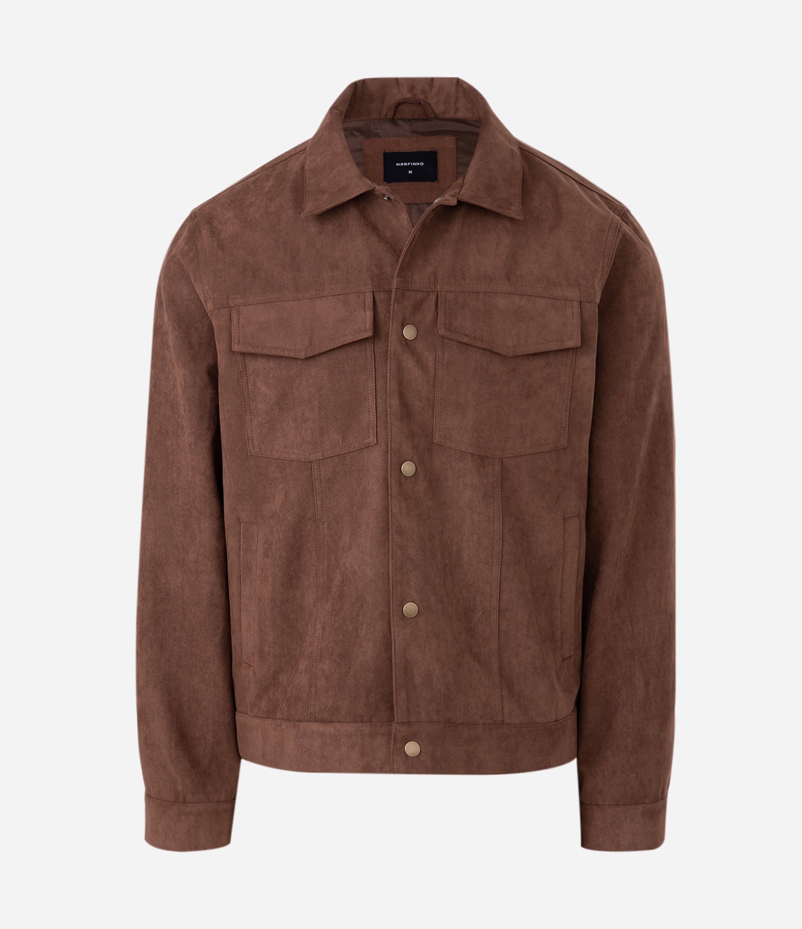 Jaqueta Trucker em Suede com Botões Marrom 4