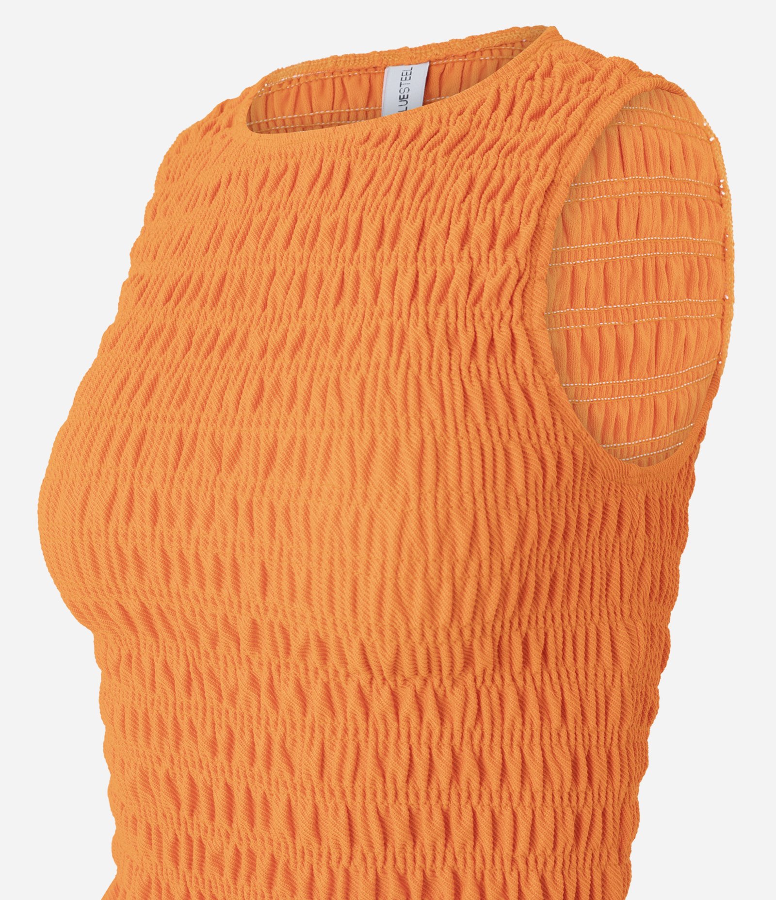 Blusa Regata em com Lastex e Babadinho na Barra Laranja 2