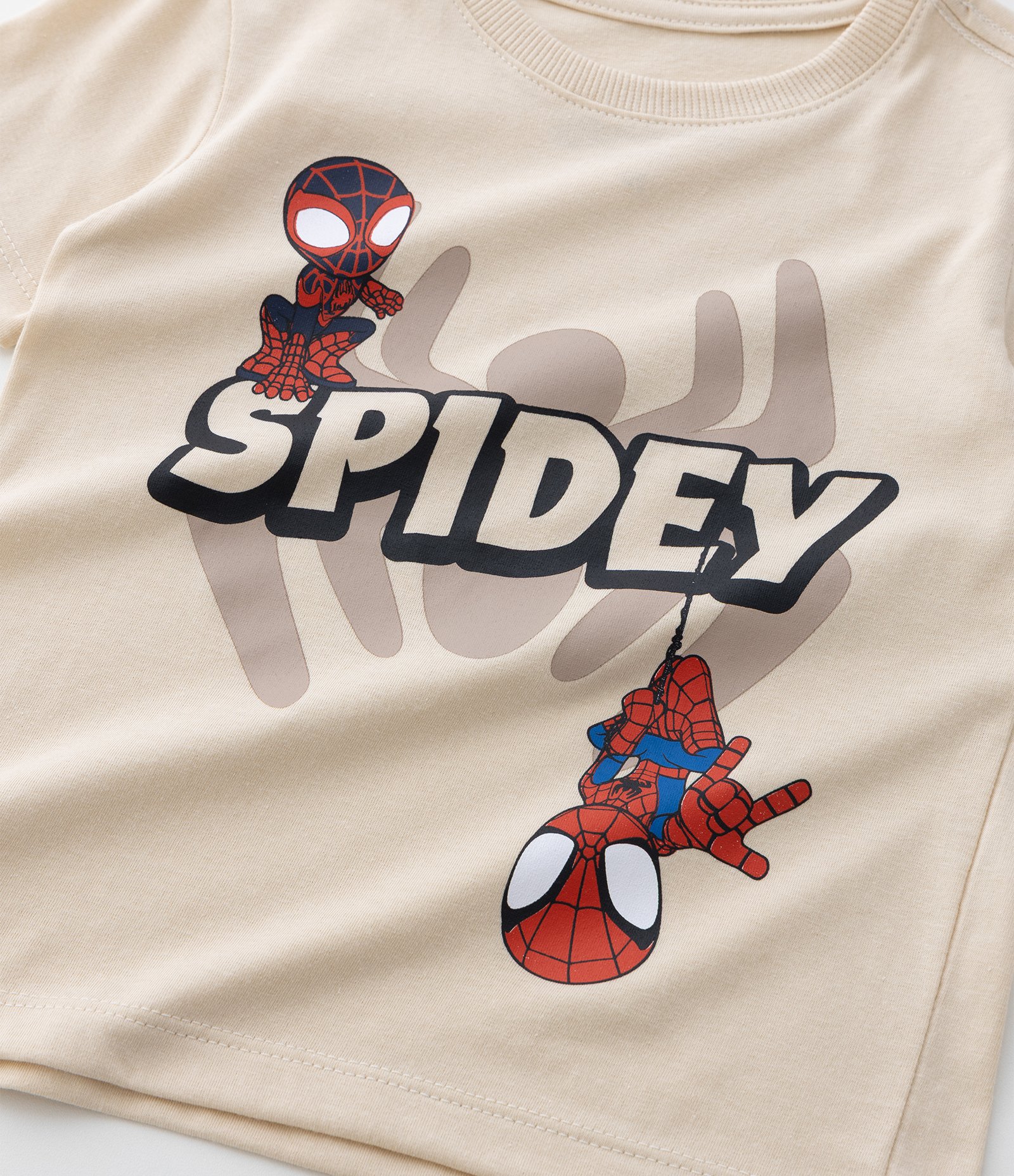 Camiseta Infantil com Estampa Spidey e Miles Baby – Tam 2 a 6 Anos Bege Claro 4