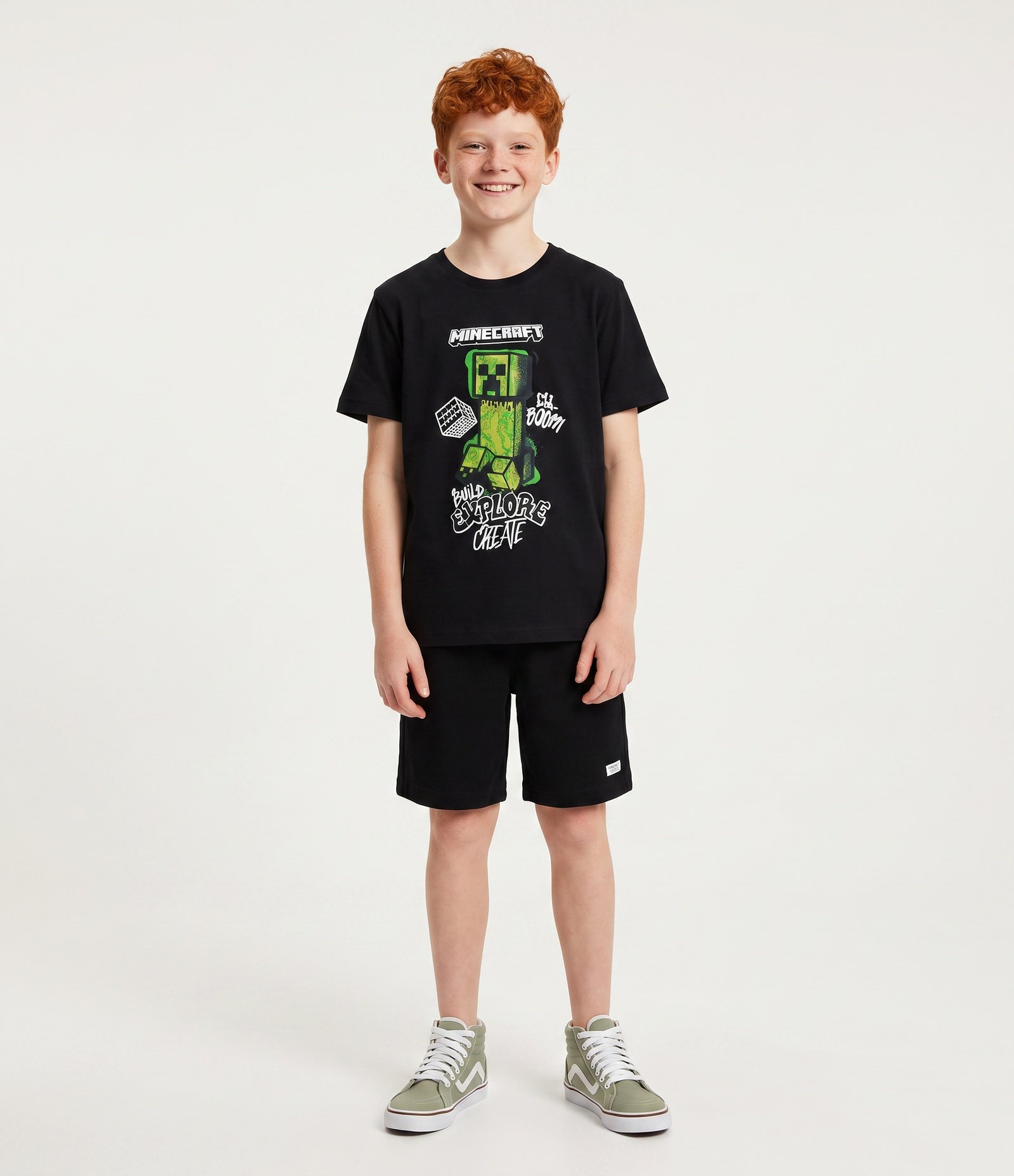 Camiseta Infantil em Algodão Estampa Grafite Minecraft - Tam 5 a 14 Anos Preto 1