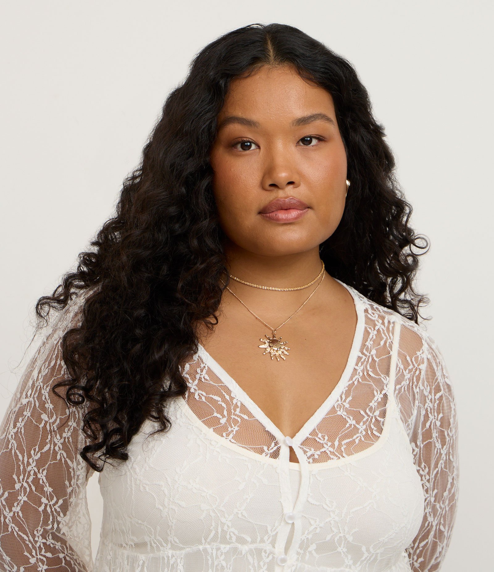 Bata Rendada com Manga Longa Curve e Plus Size Branco 3