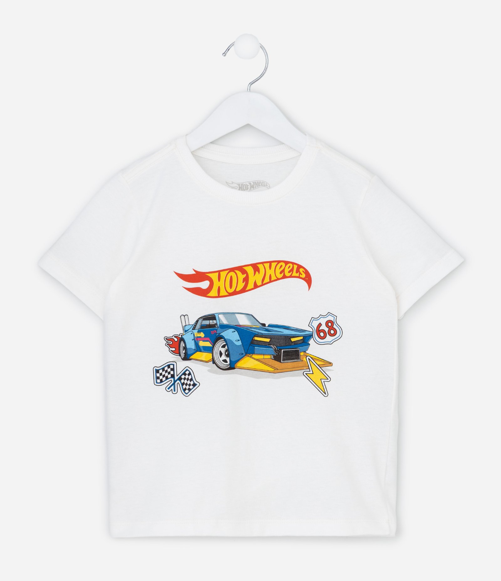 Camiseta Infantil com Estampa Hot Wheels – Tam 4 a 10 Anos Branco 1