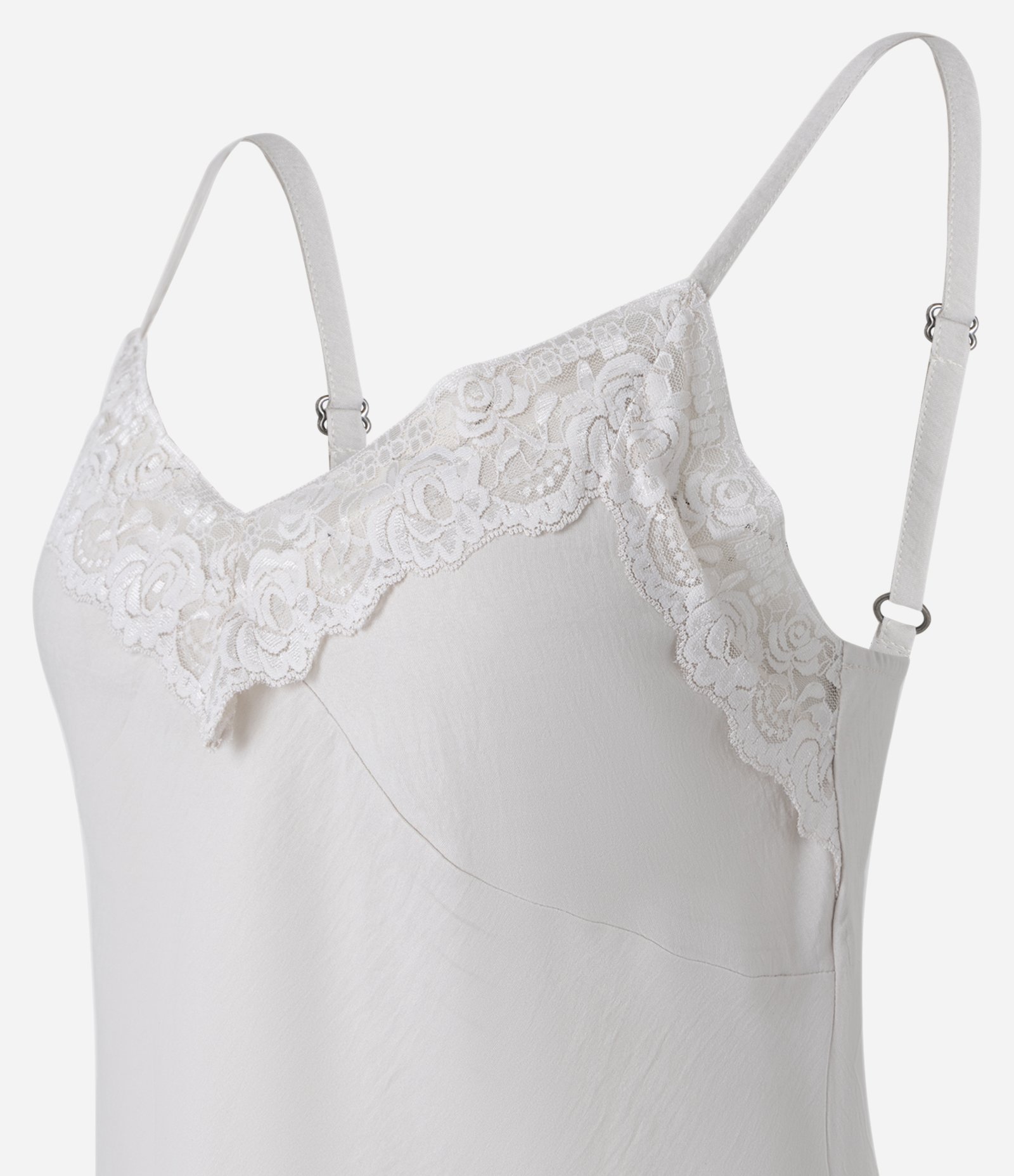 Blusa de Alça Fina com Renda no Decote Branco 2