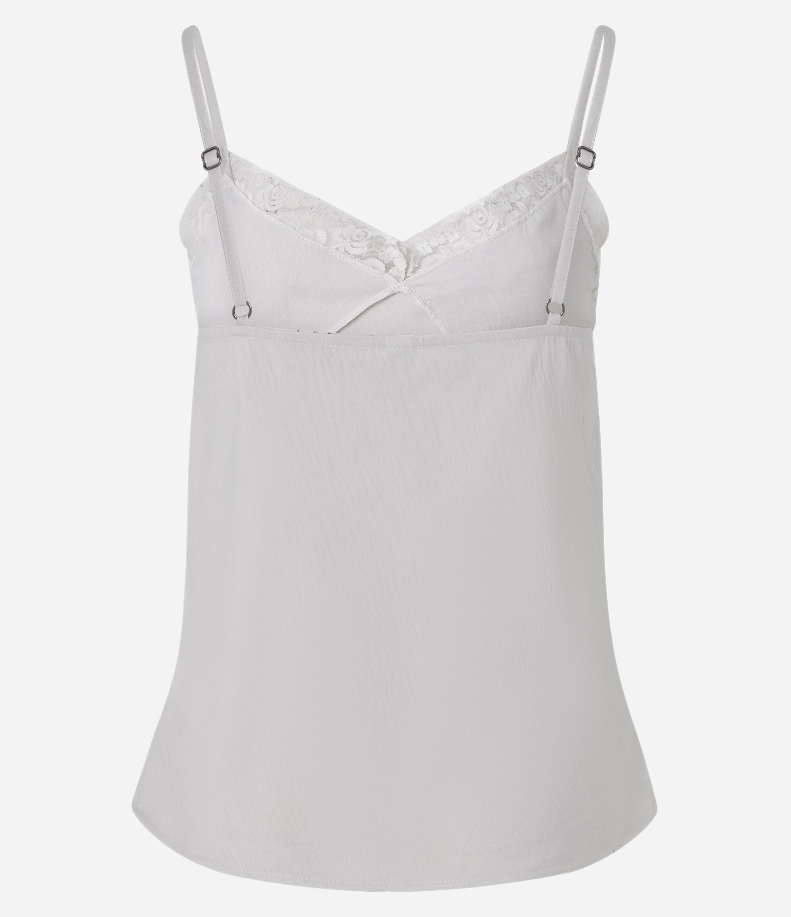 Blusa de Alça Fina com Renda no Decote Branco 3