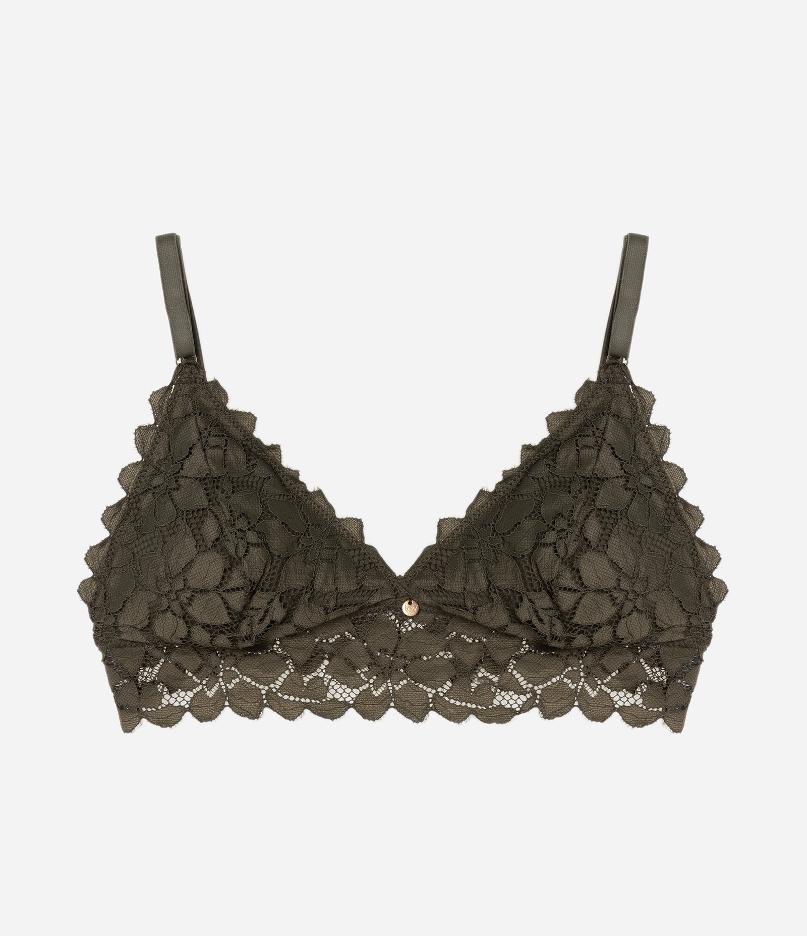 Sutiã Top em Renda com Bojo Removível e Textura Floral Verde 5