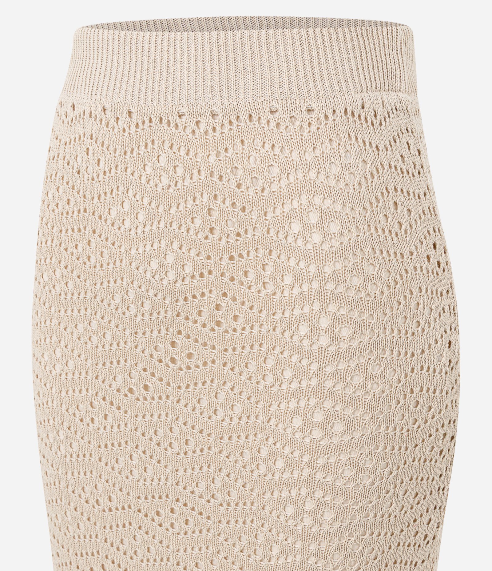 Saia Longa em Tricô Vazado com Textura Coordenada Bege 6