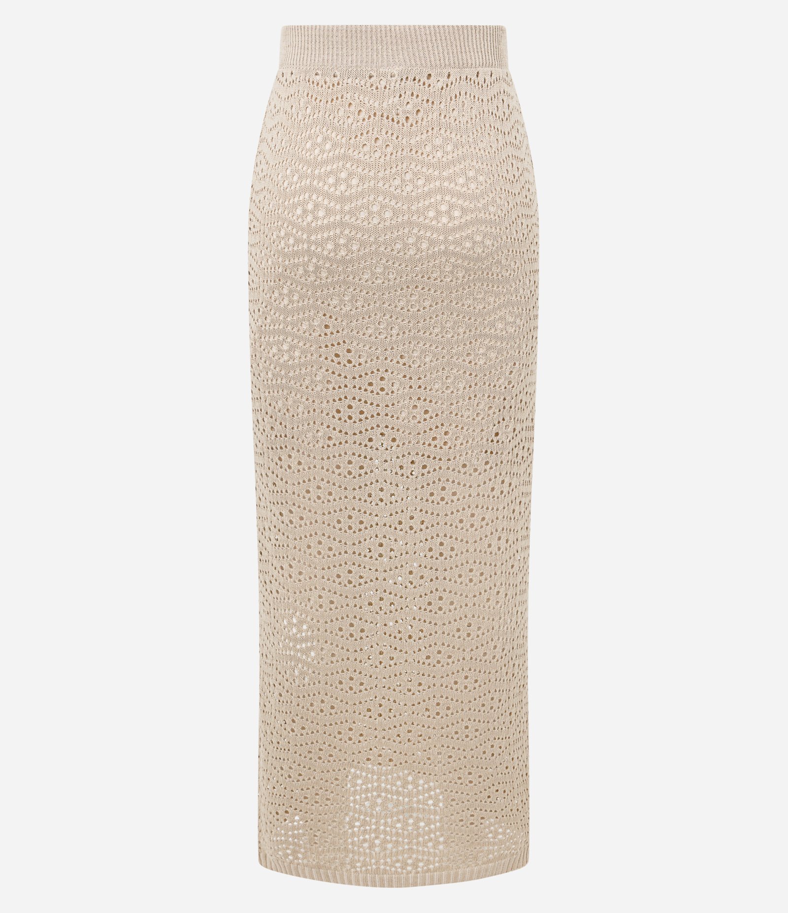 Saia Longa em Tricô Vazado com Textura Coordenada Bege 7