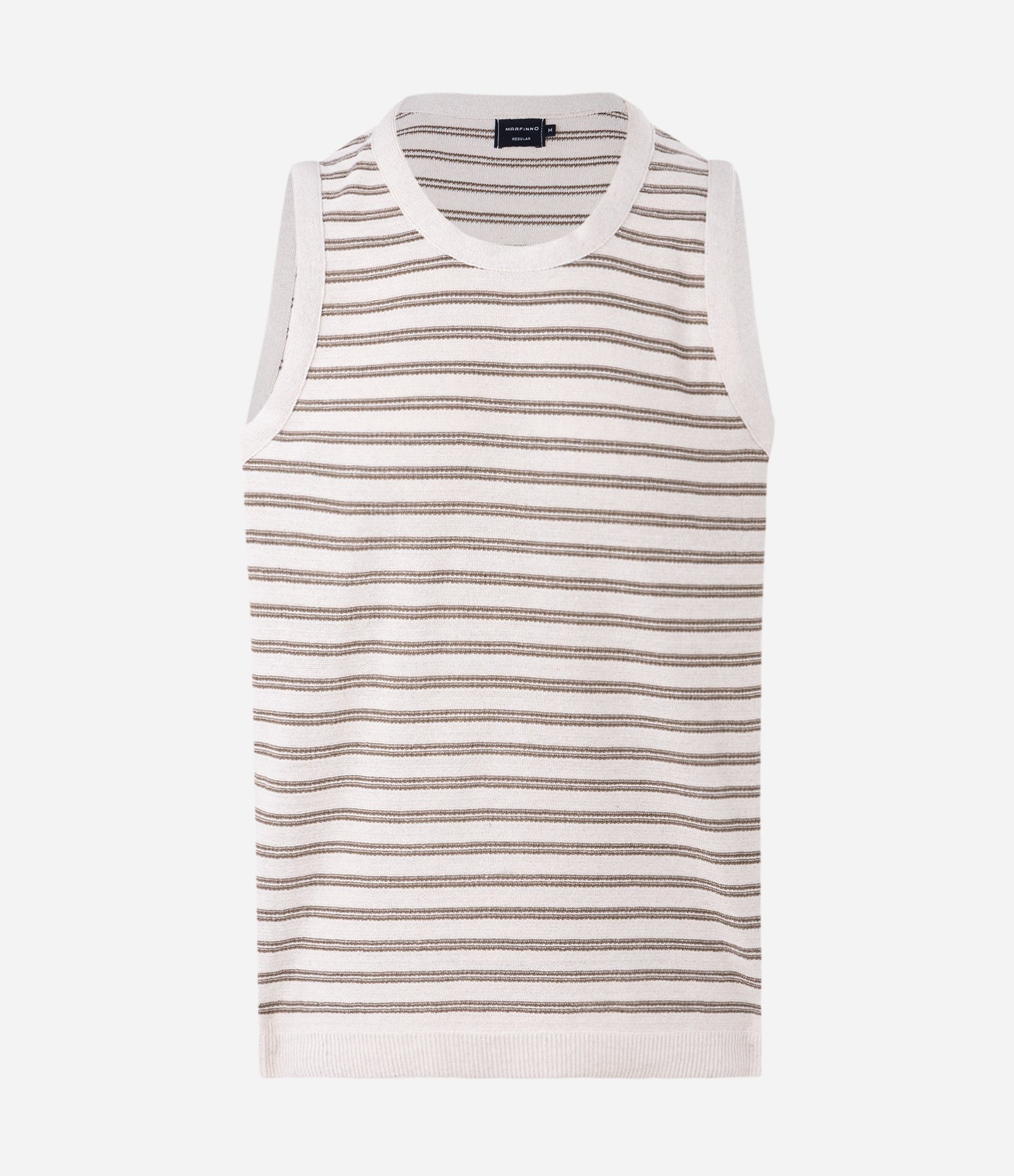 Regata em Tricô Texturizado com Listras Horizontais Off White 5