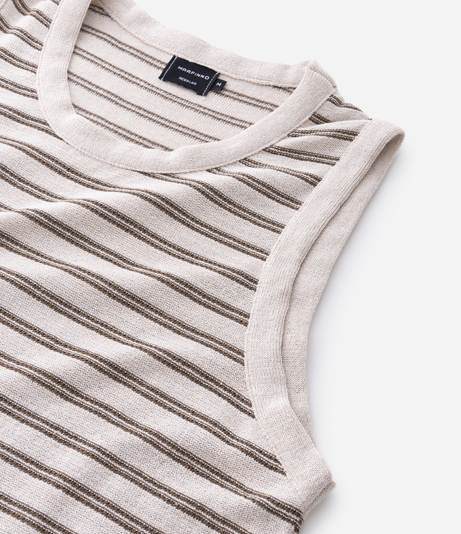 Regata em Tricô Texturizado com Listras Horizontais Off White 9