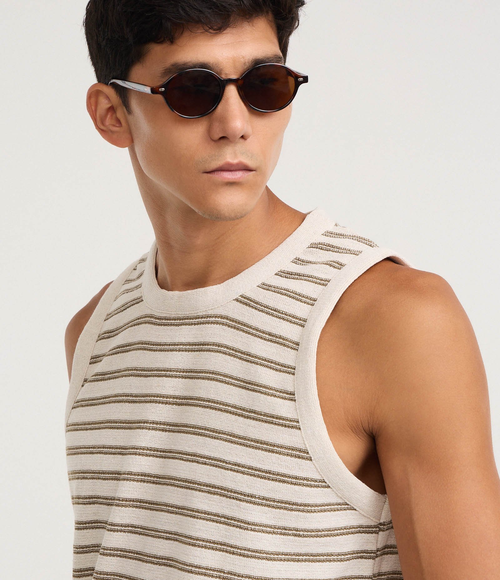 Regata em Tricô Texturizado com Listras Horizontais Off White 4