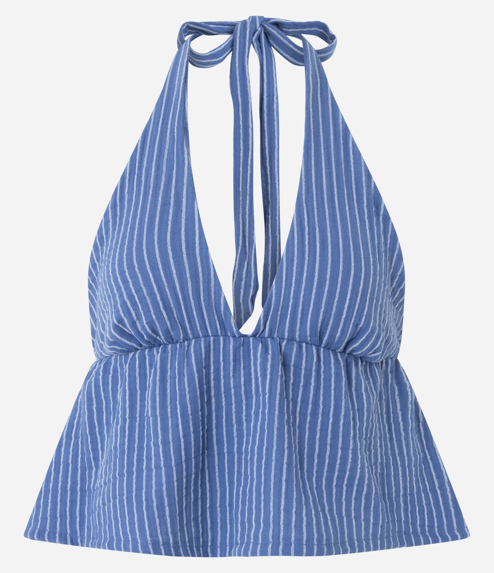 Blusa Frente Única com Listra e Texturizada Azul 5