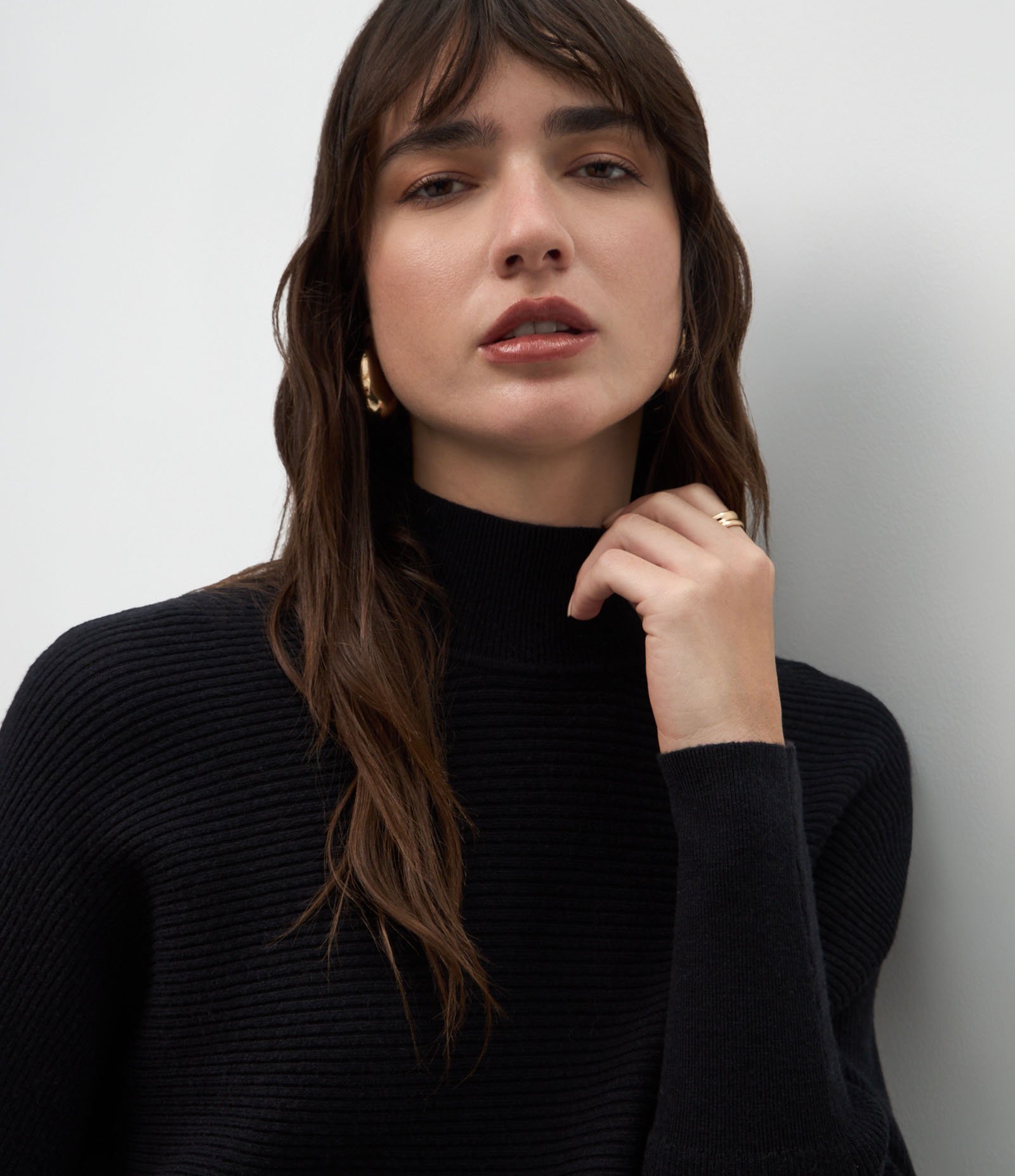 Blusa Regular em Tricô com Gola Alta Preto 3