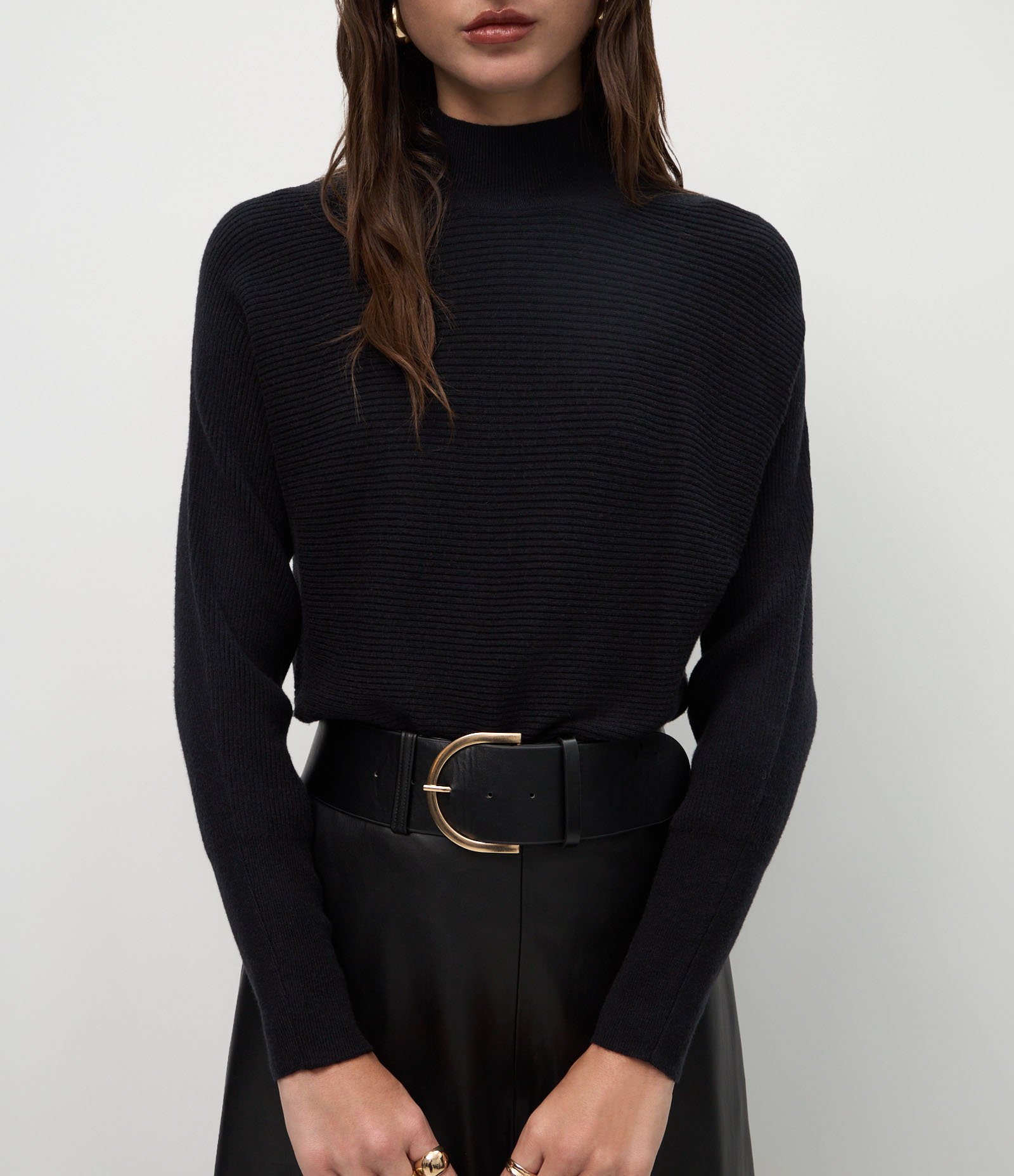 Blusa Regular em Tricô com Gola Alta Preto 4