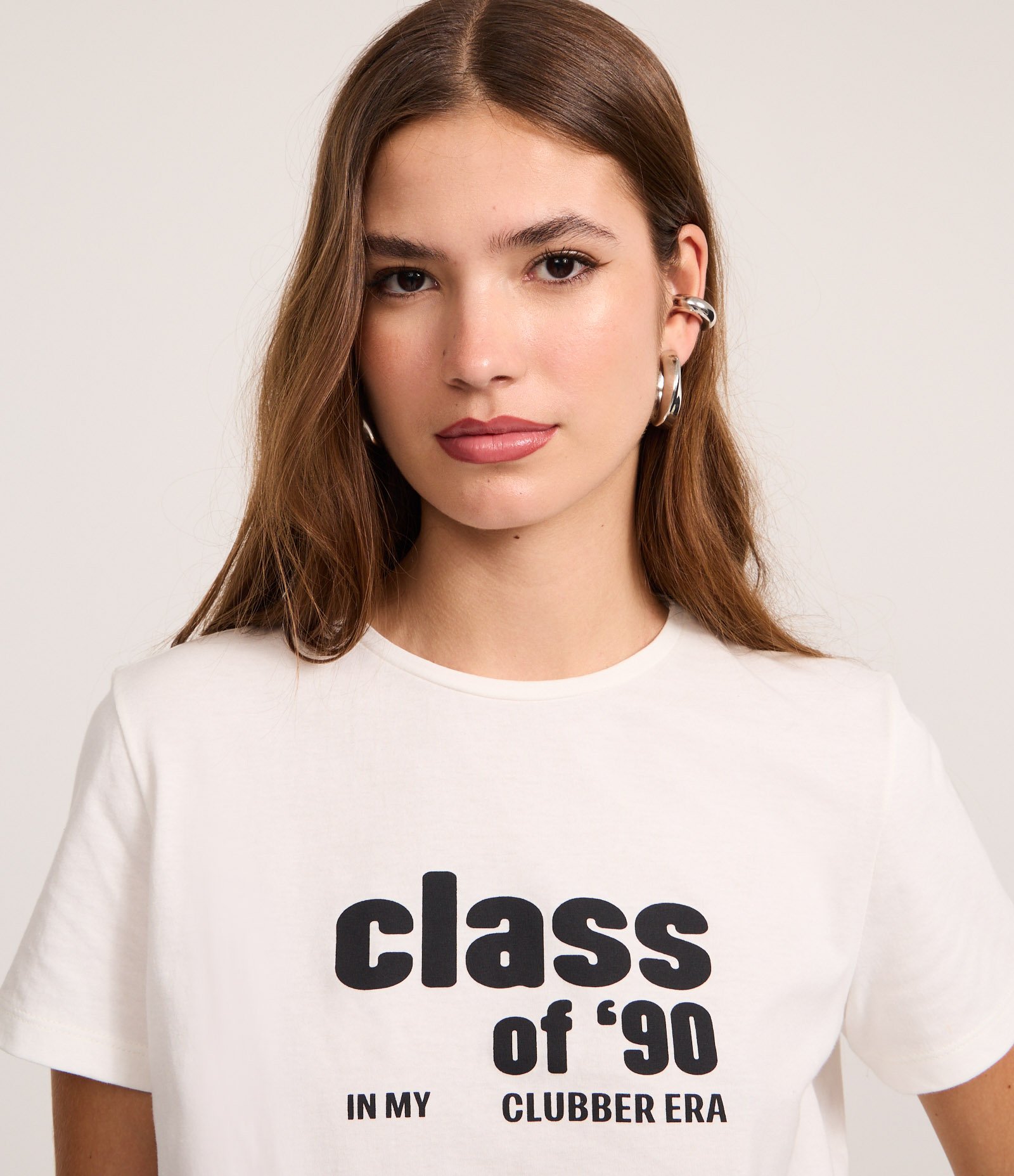 Camiseta T-shirt em Algodão com Estampa Lettering Class of 90 Branco 3