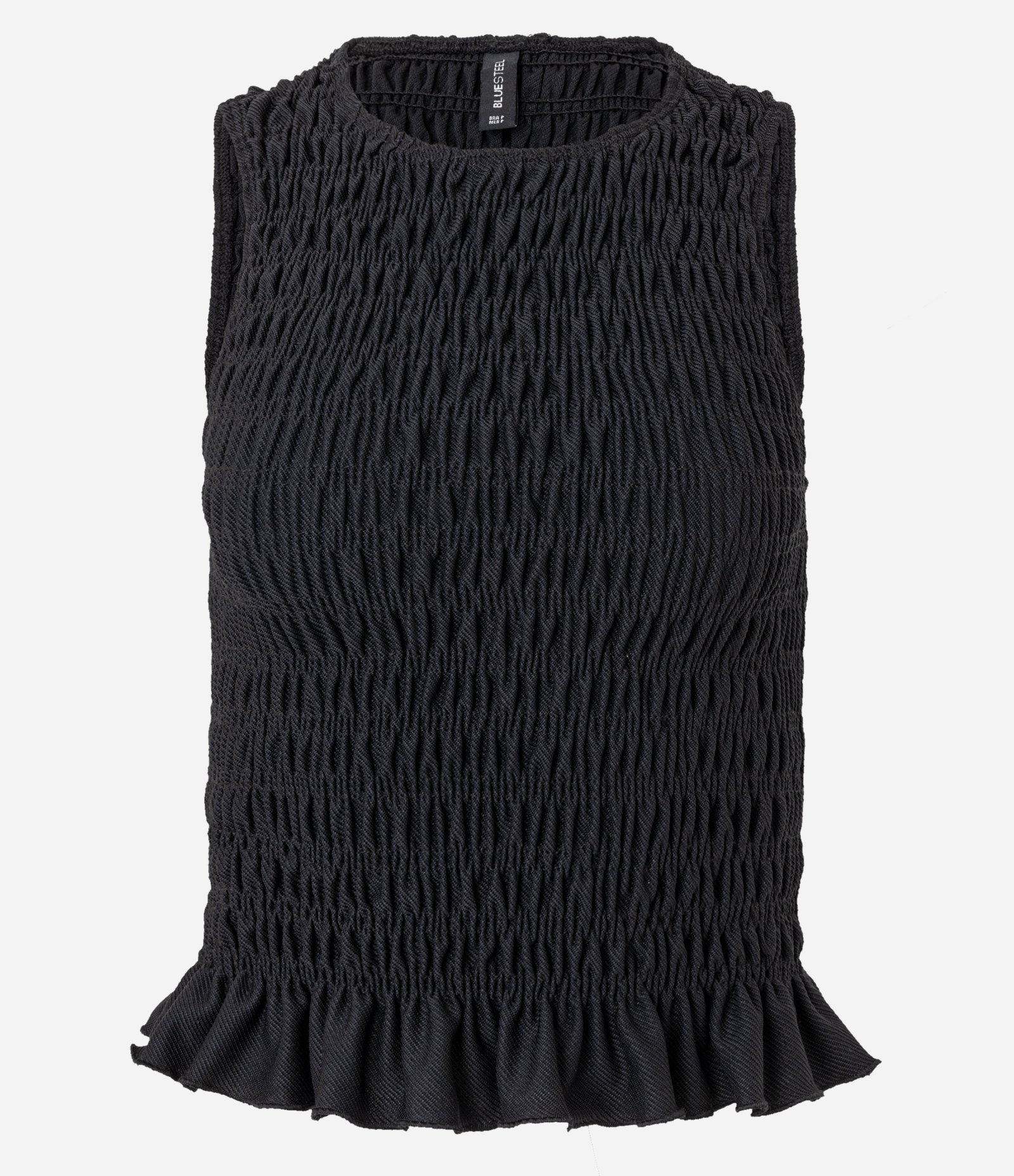 Blusa Regata em com Lastex e Babadinho na Barra Preto 4