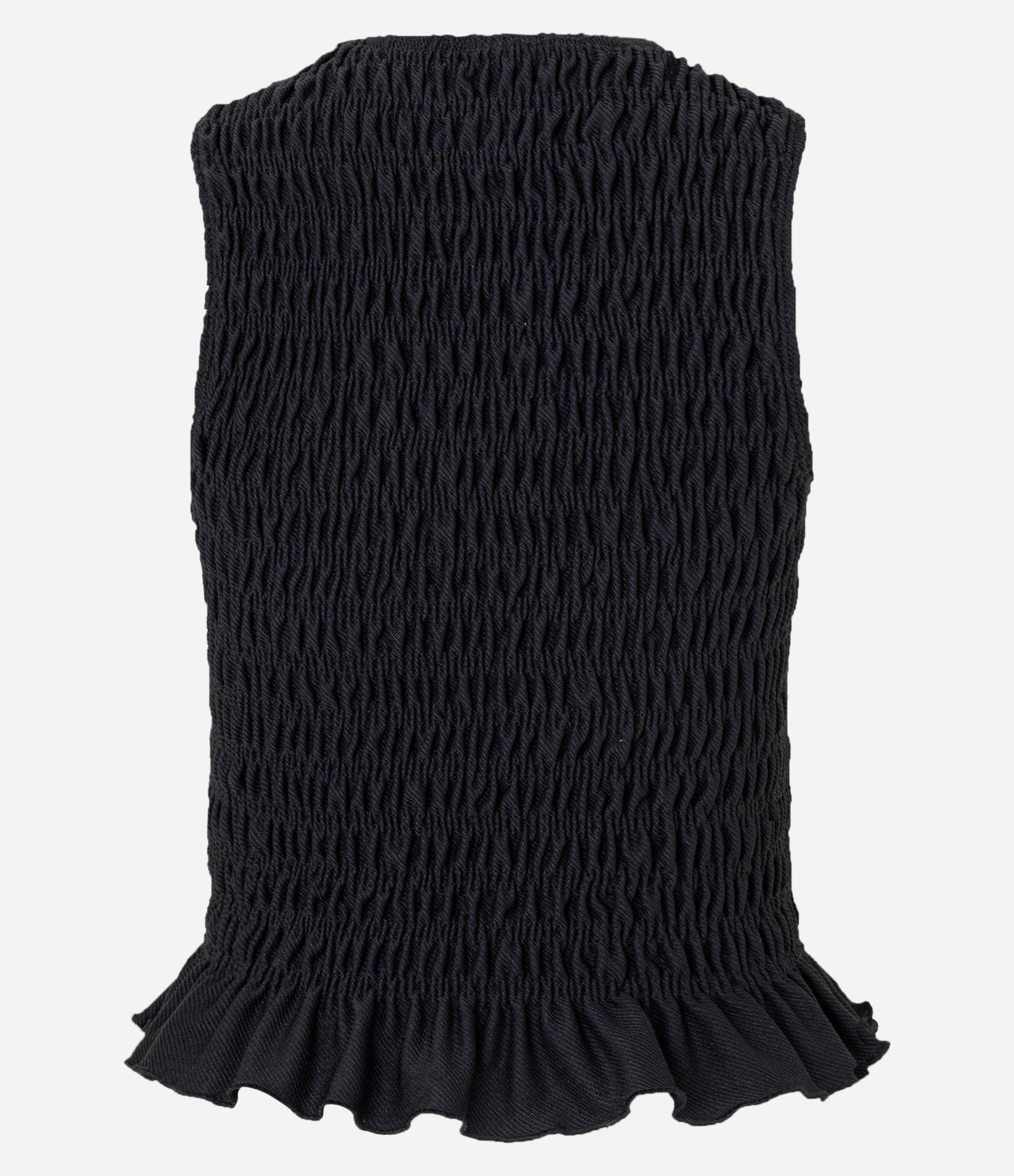 Blusa Regata em com Lastex e Babadinho na Barra Preto 6