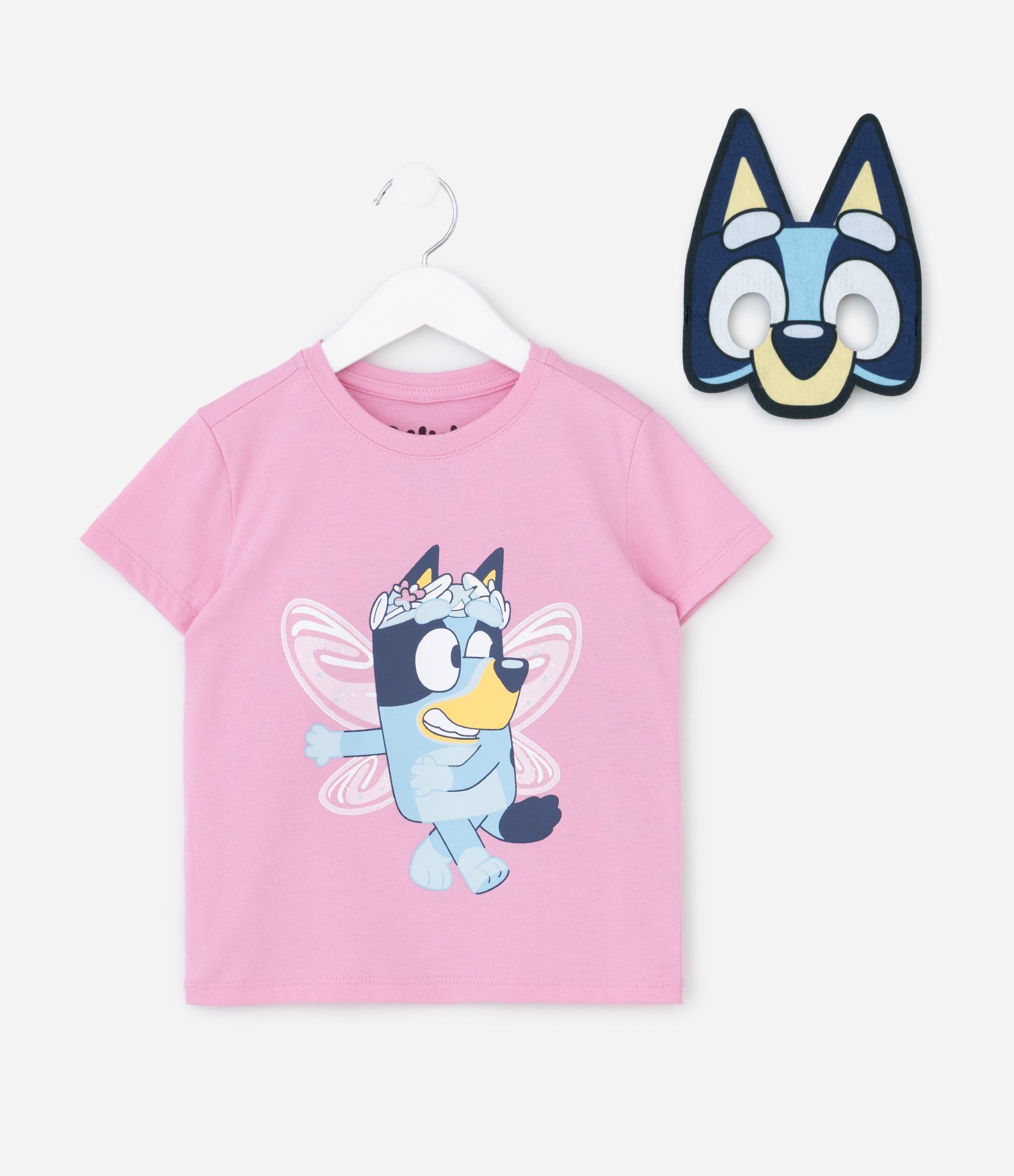 Camiseta Infantil com Máscara e Estampa Bluey – Tam 1 a 5/6 Anos Rosa 1